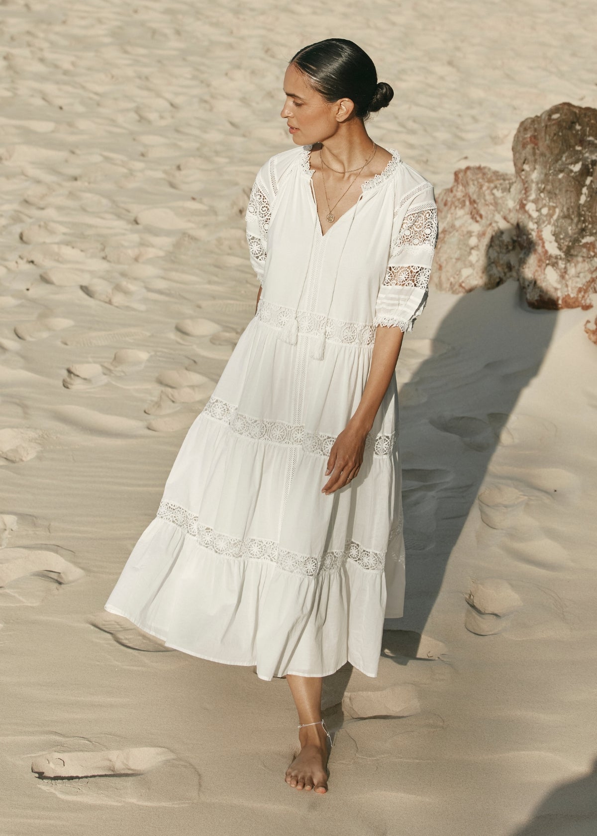 LOTUS MIDI DRESS - WHITE