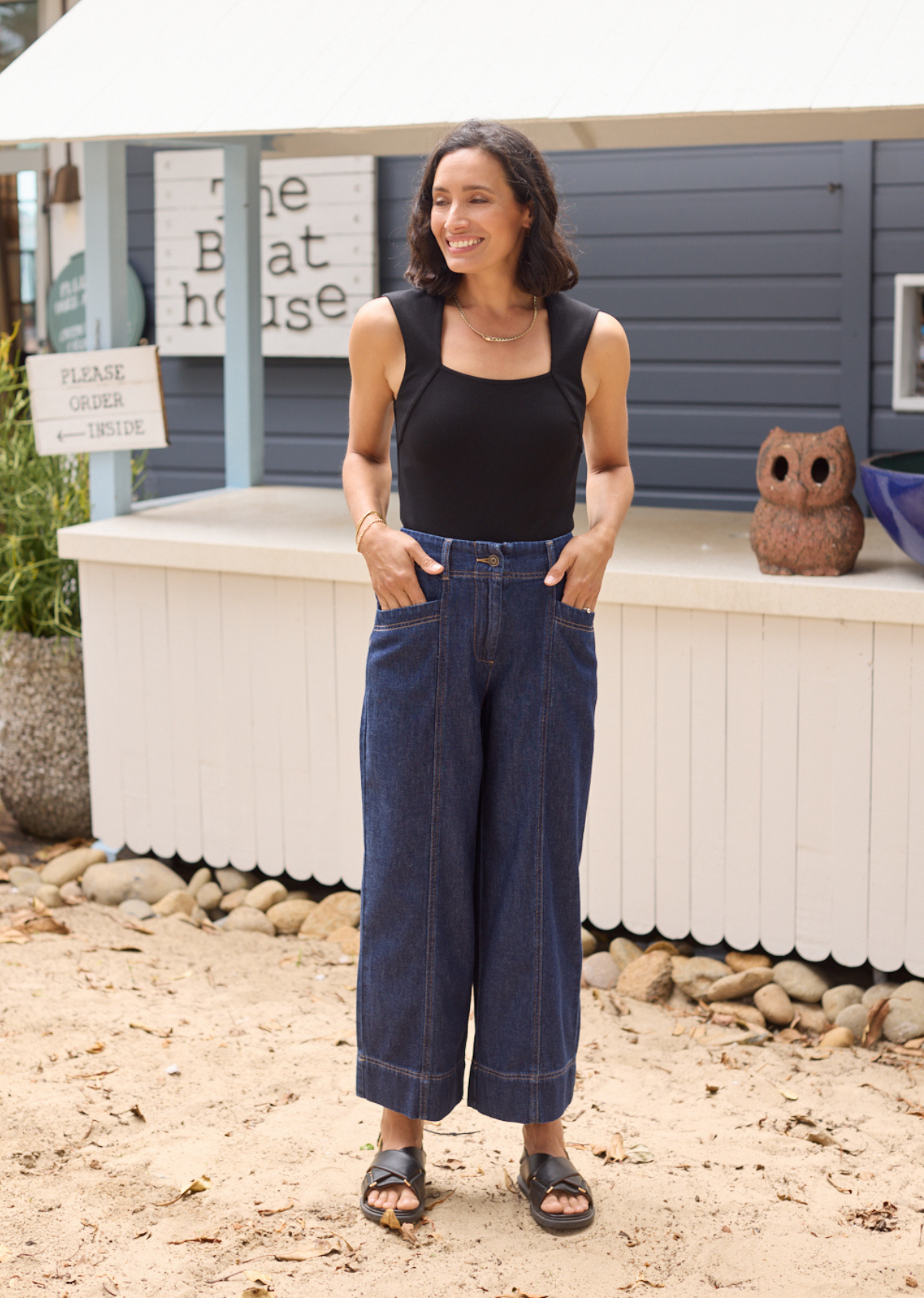 GOLDIE CROP DENIM PANT - INDIGO