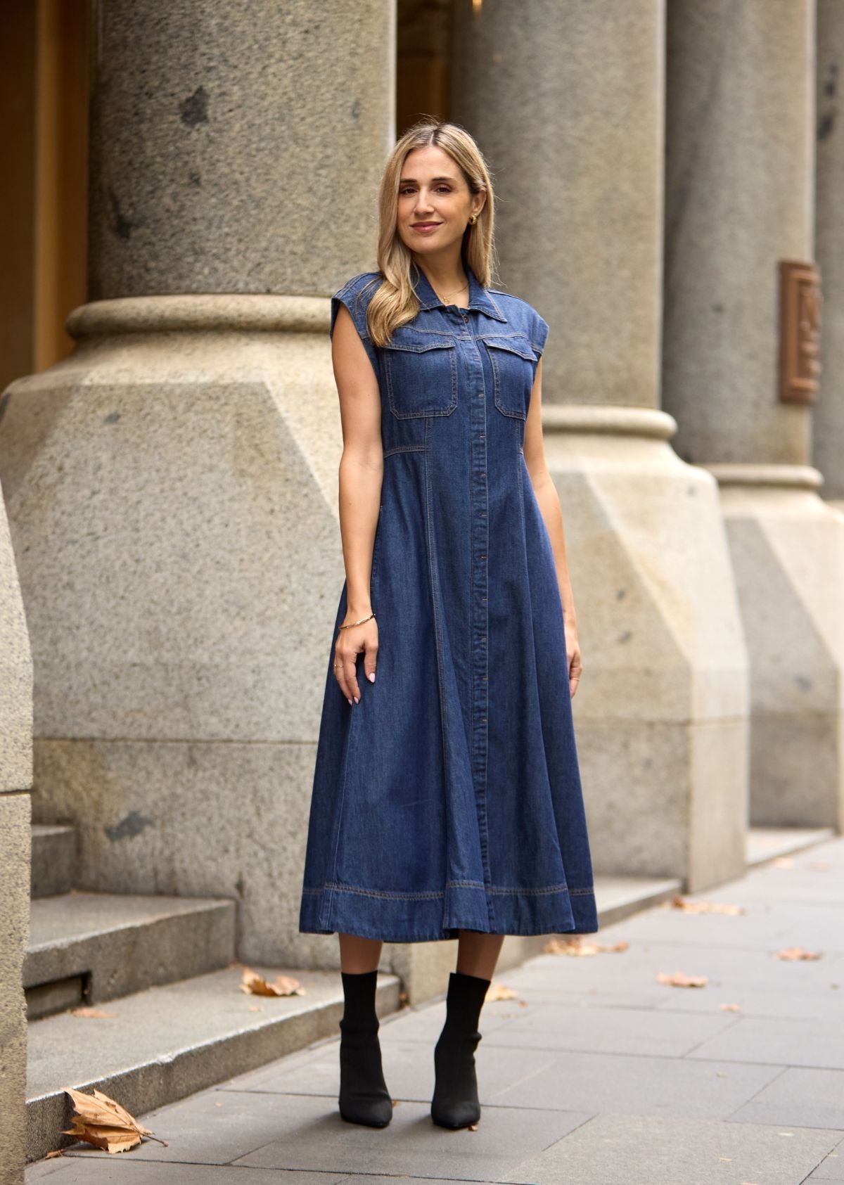 RUMI DENIM SHIRTDRESS - INDIGO