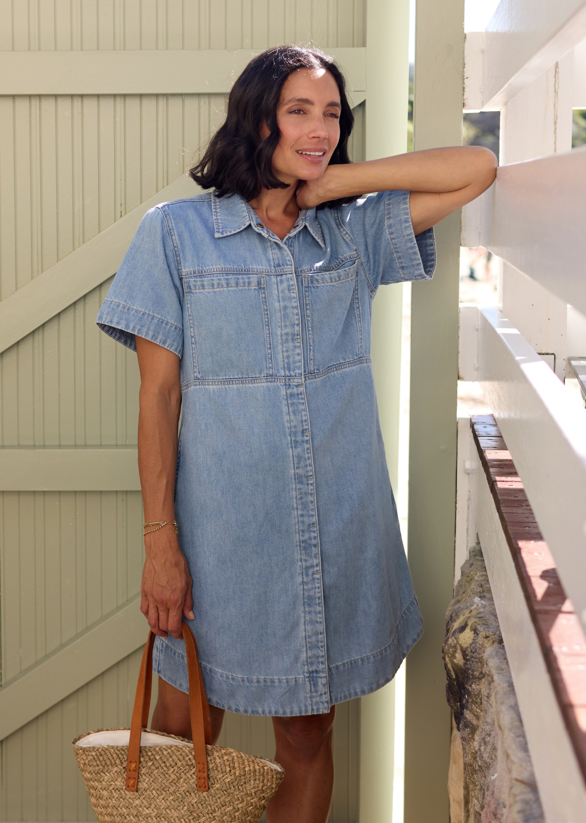 SADIE DENIM SHIRT DRESS - LIGHT BLUE