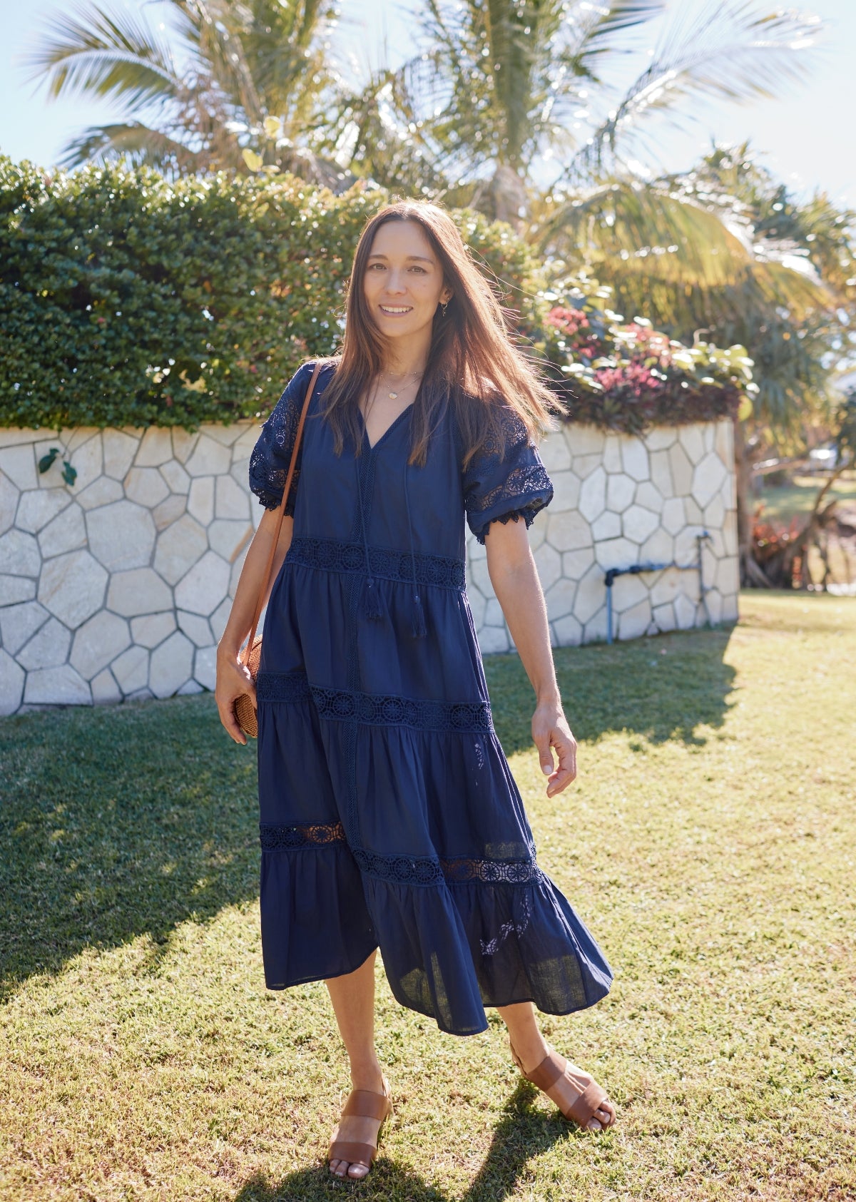 LOTUS MIDI DRESS FRENCH NAVY M A Y E