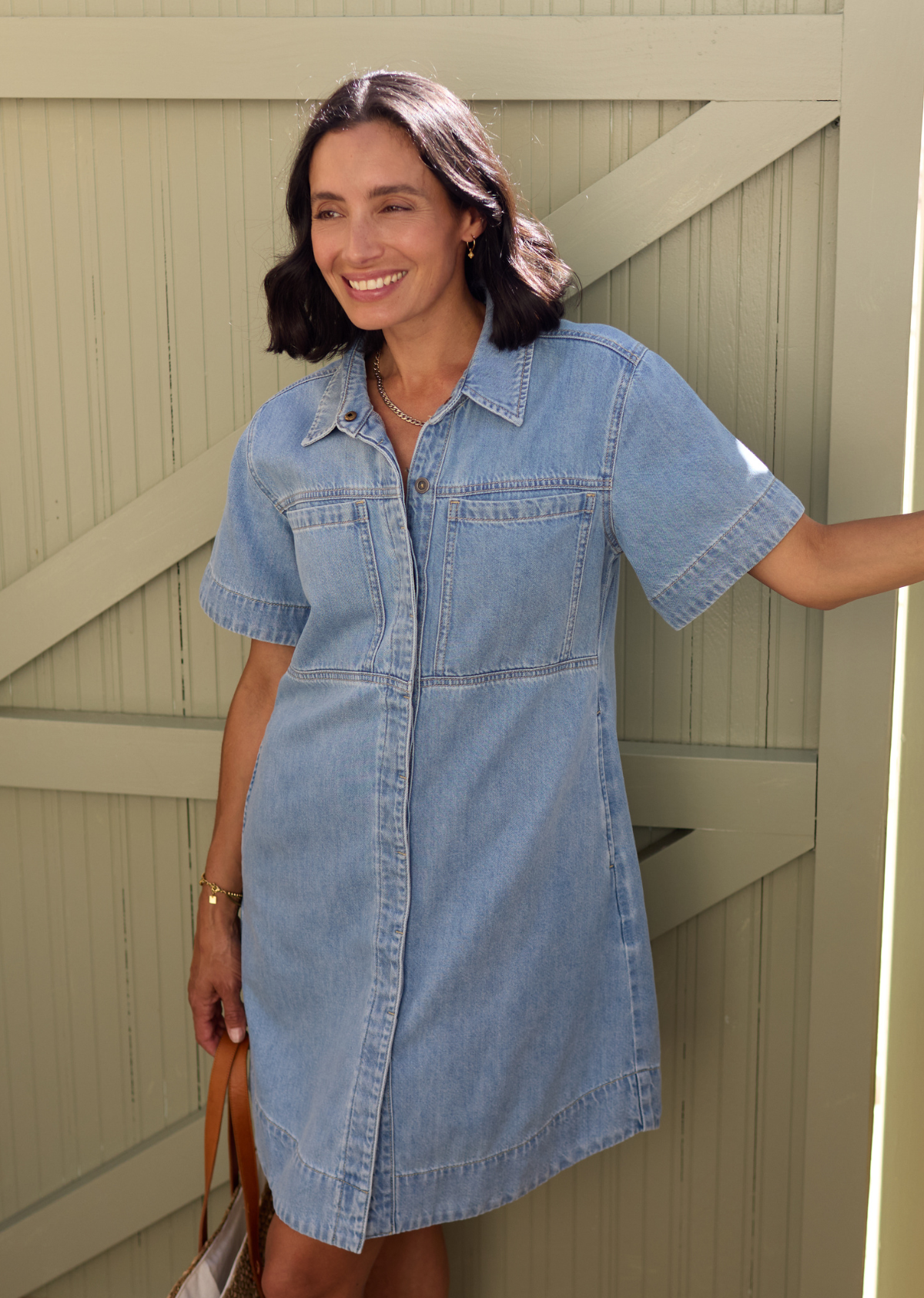 SADIE DENIM SHIRT DRESS - LIGHT BLUE