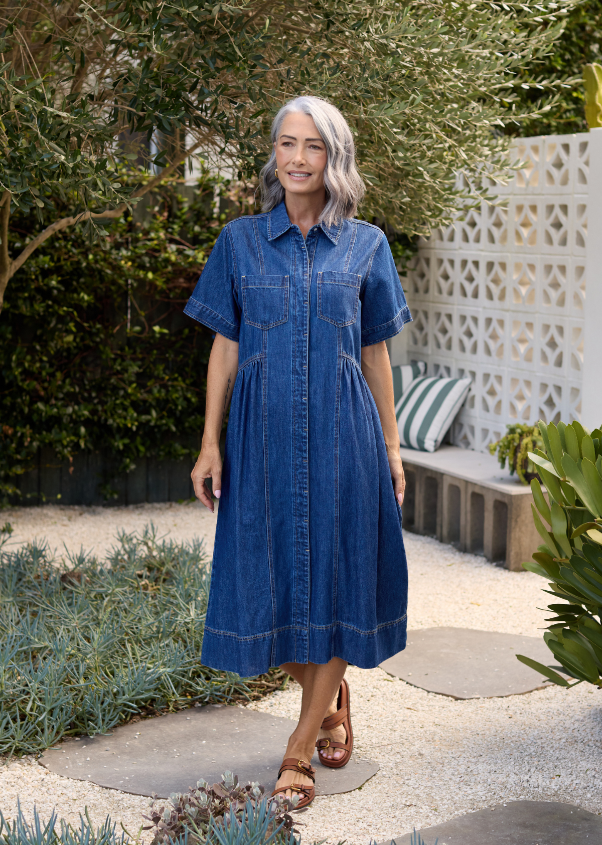 MONTANA DENIM SHIRTDRESS - MID BLUE