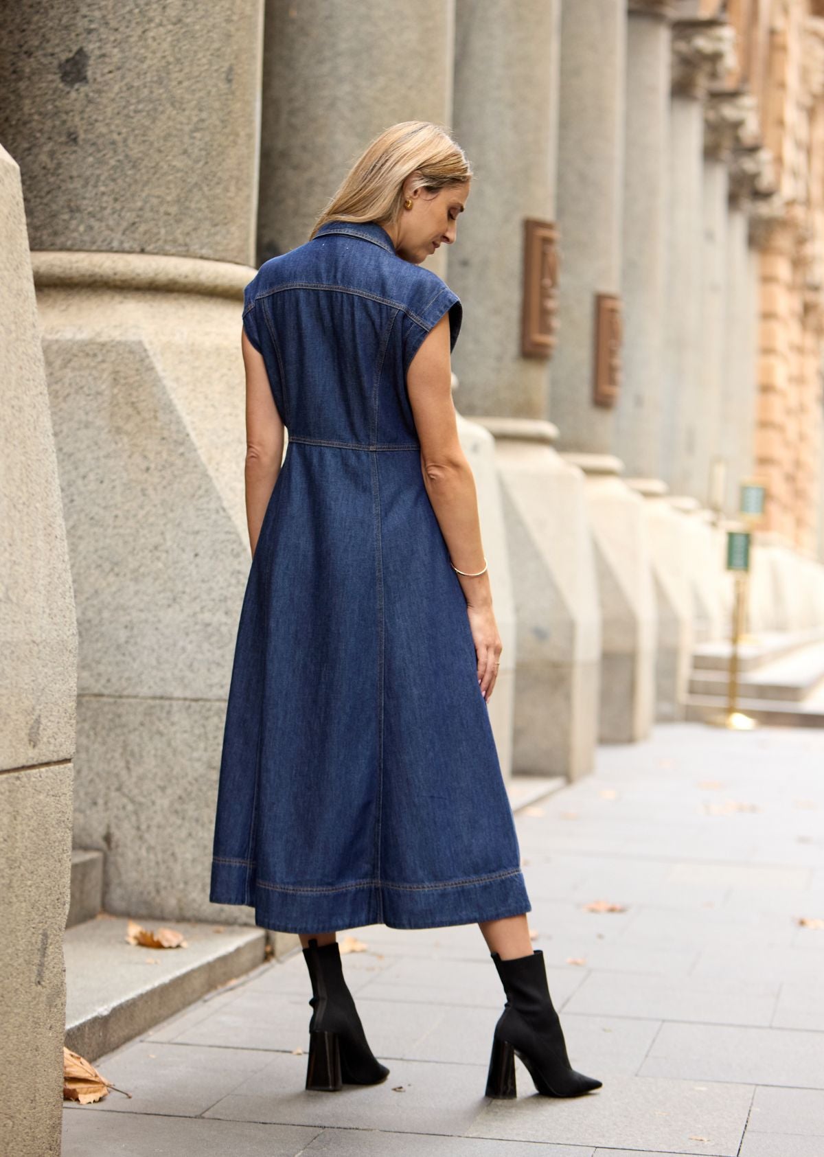 RUMI DENIM SHIRTDRESS - INDIGO - PETITE