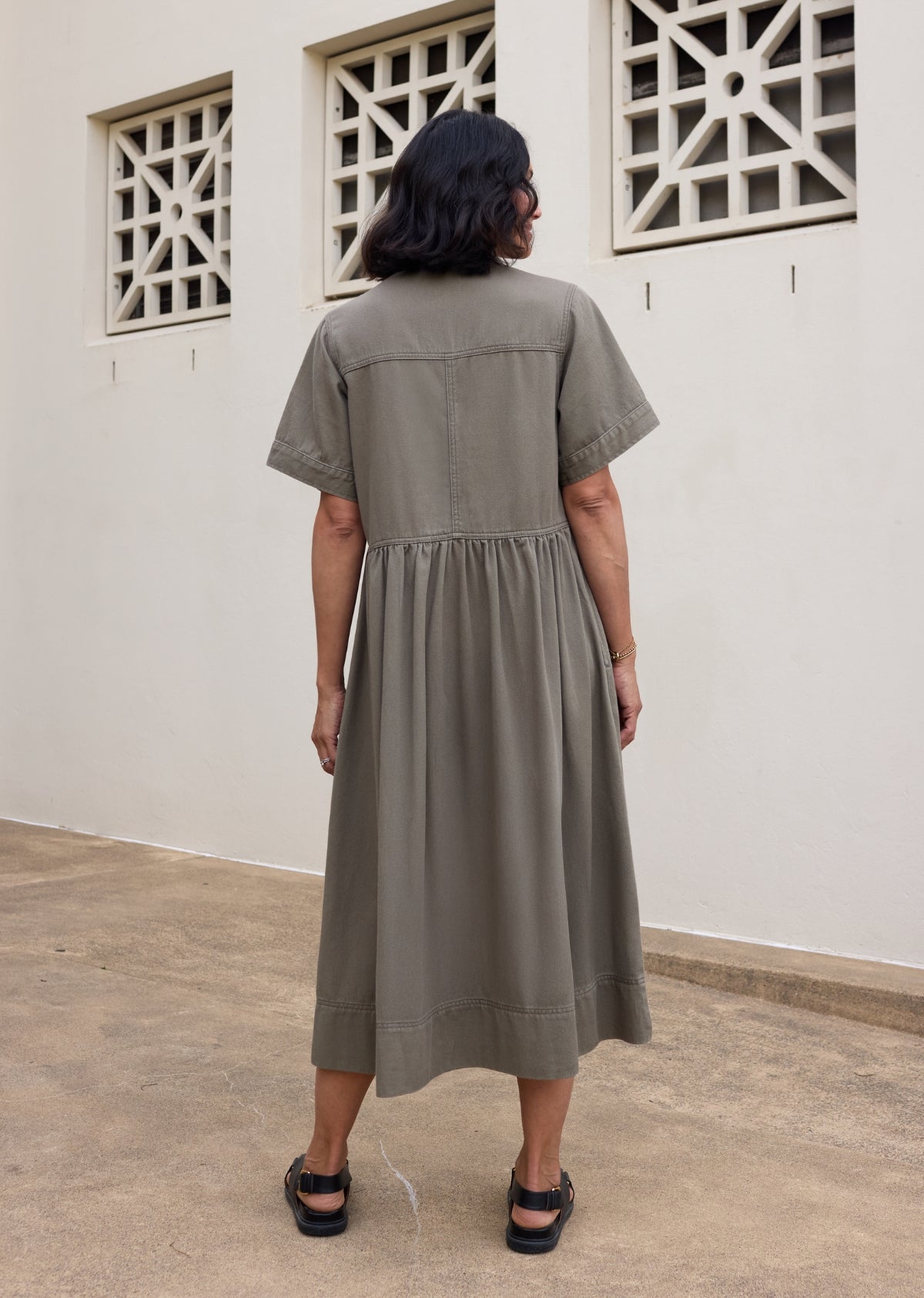 MONTANA DENIM SHIRTDRESS - KHAKI - PETITE