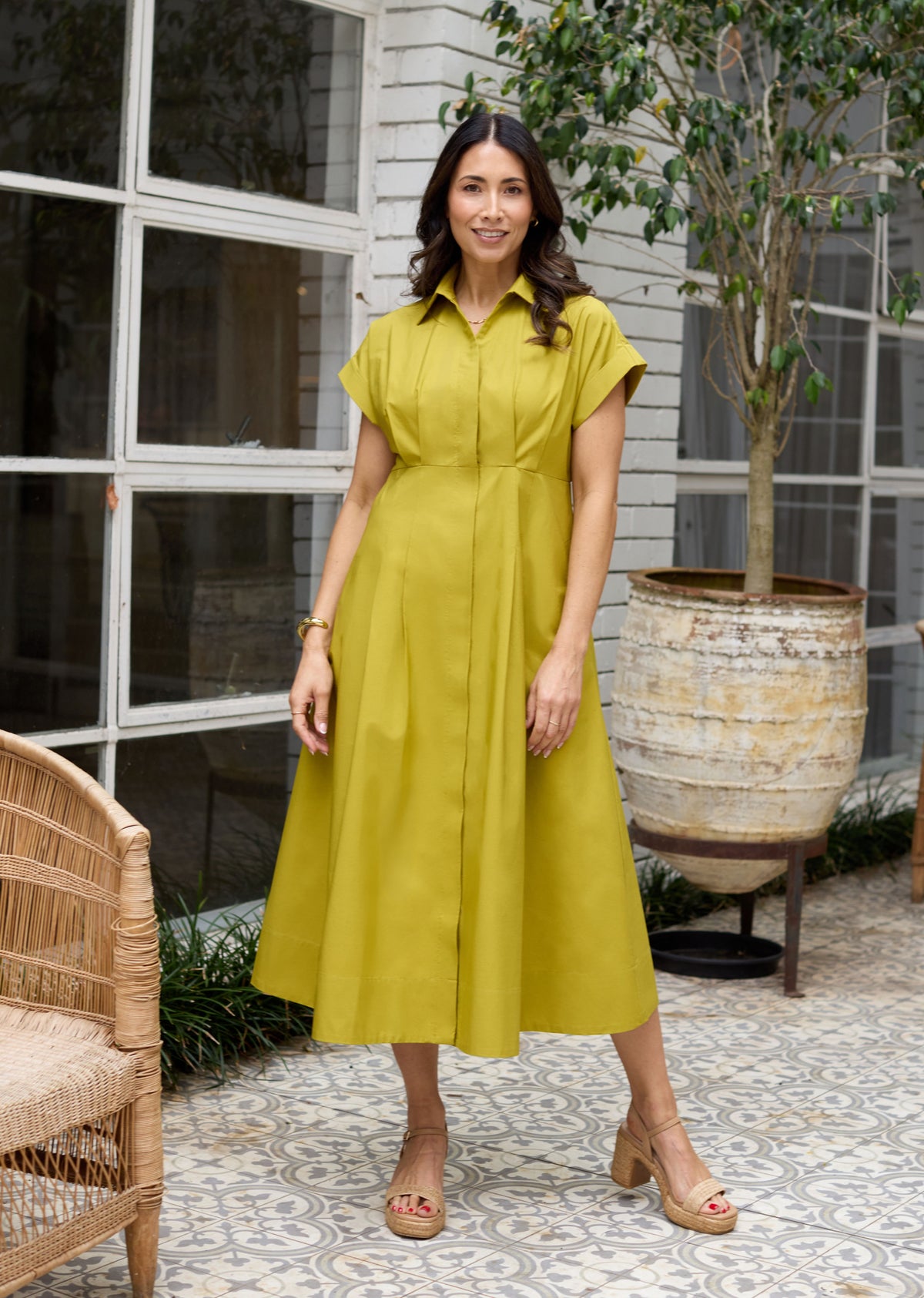 MILLY SHIRTDRESS - CHARTRUESE
