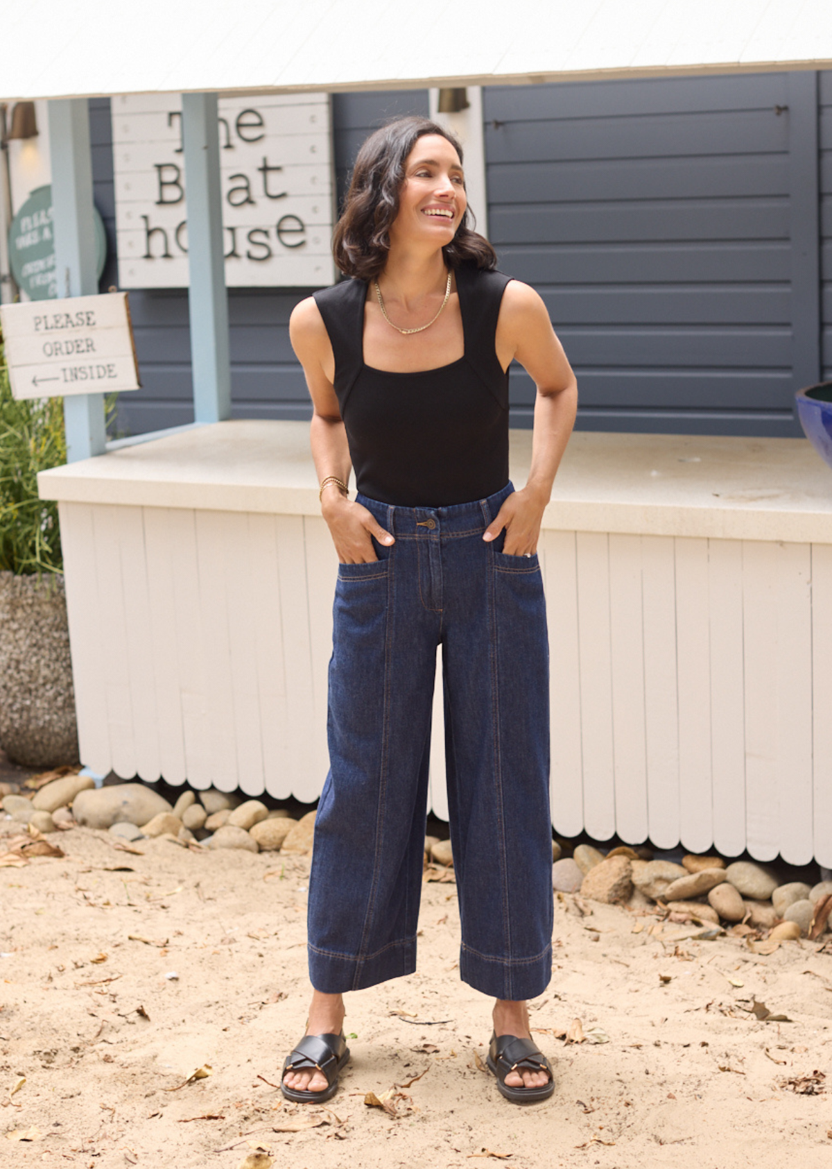 GOLDIE CROP DENIM PANT - INDIGO