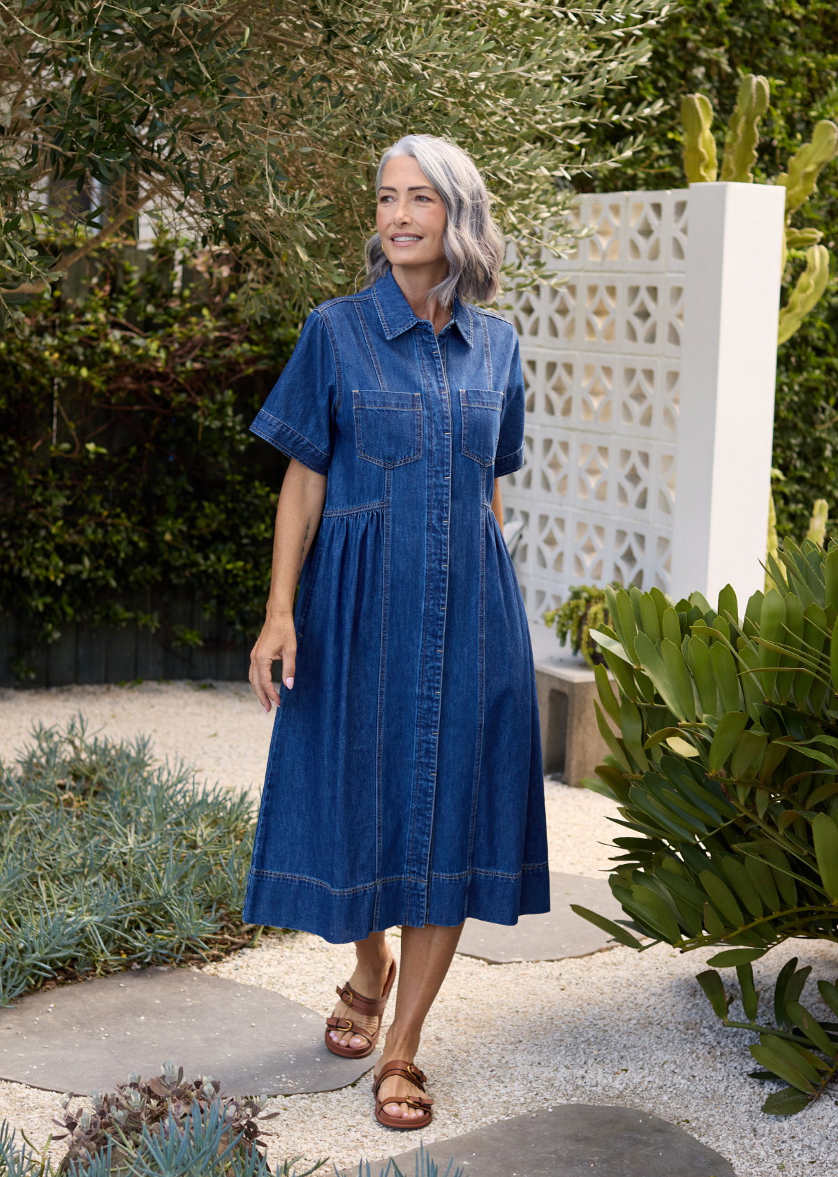 MONTANA DENIM SHIRTDRESS - MID BLUE