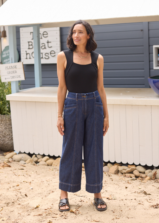 GOLDIE CROP DENIM PANT - INDIGO