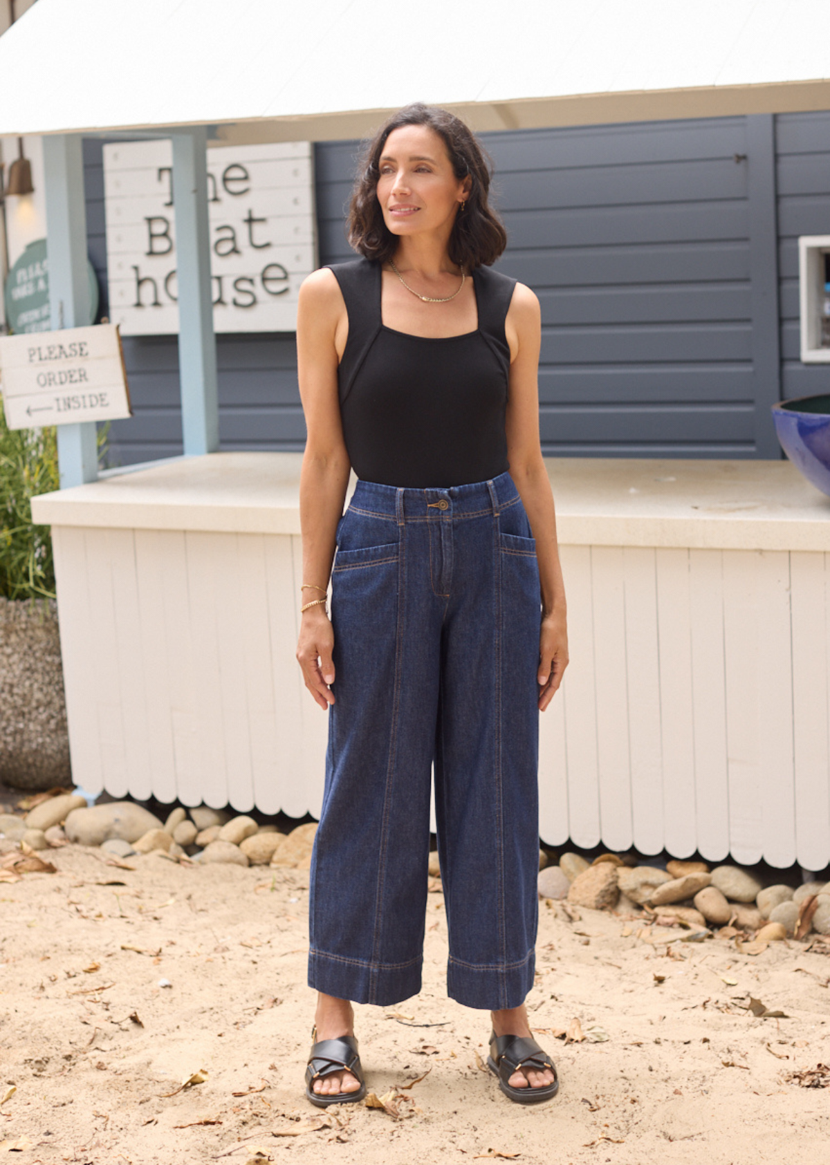 GOLDIE CROP DENIM PANT - INDIGO