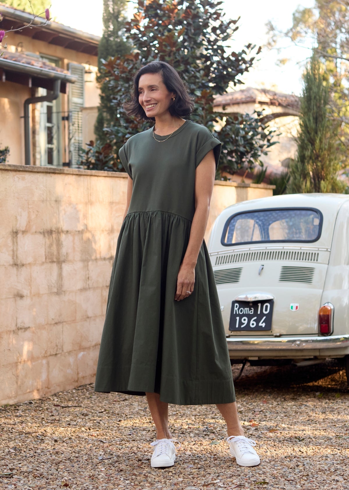 GRETA MIDI DRESS - KHAKI - PETITE