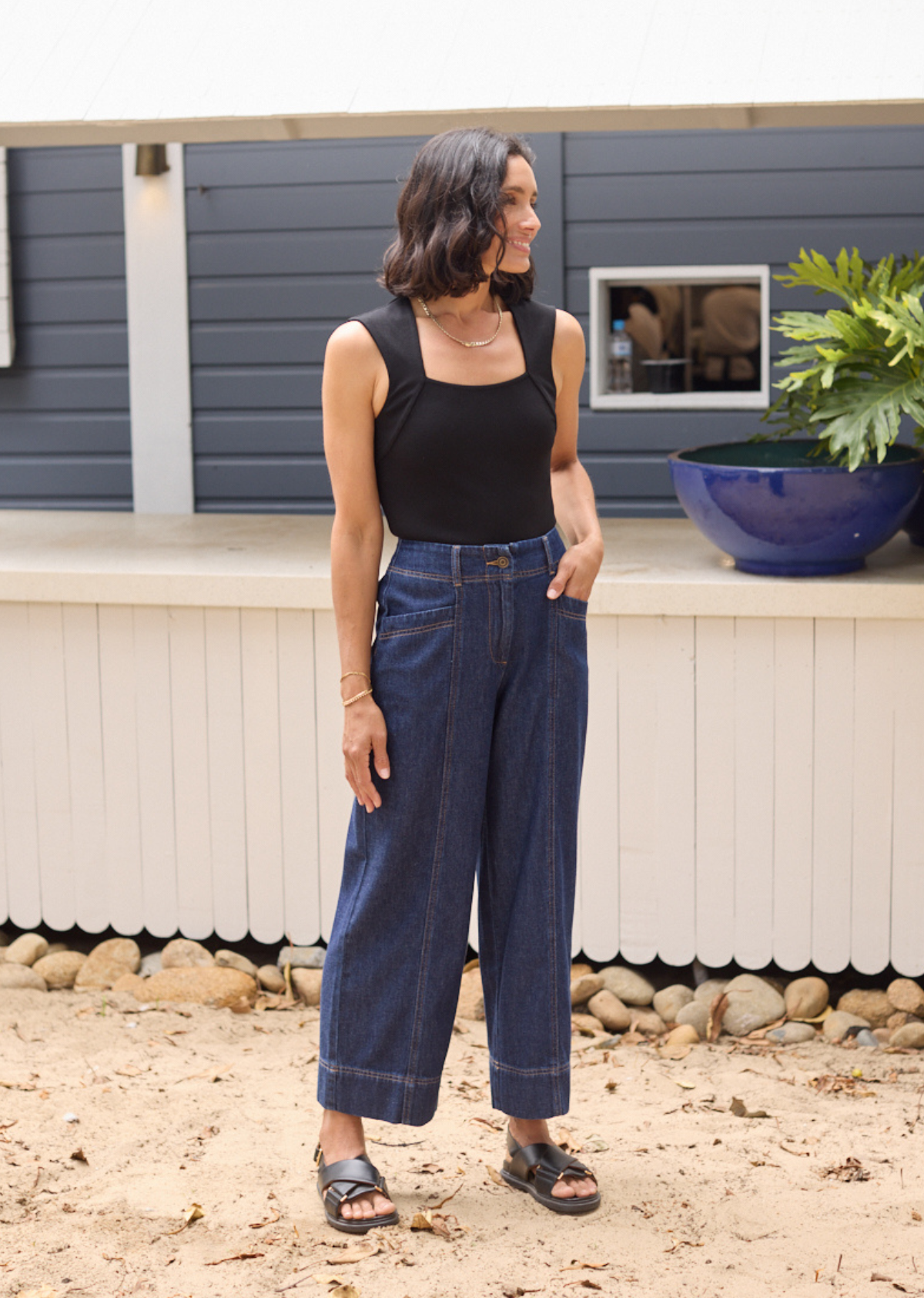 GOLDIE CROP DENIM PANT - INDIGO