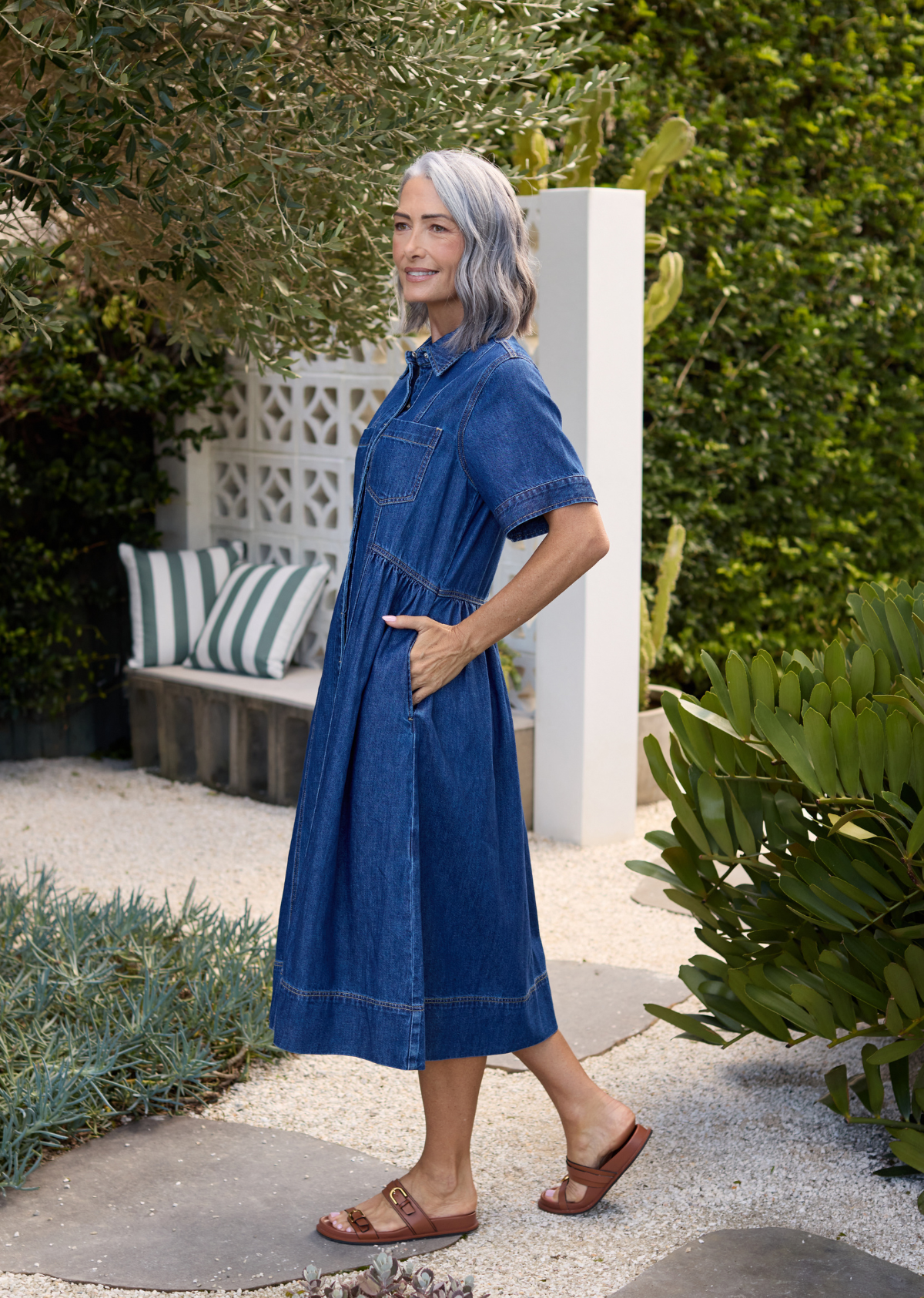 MONTANA DENIM SHIRTDRESS - MID BLUE