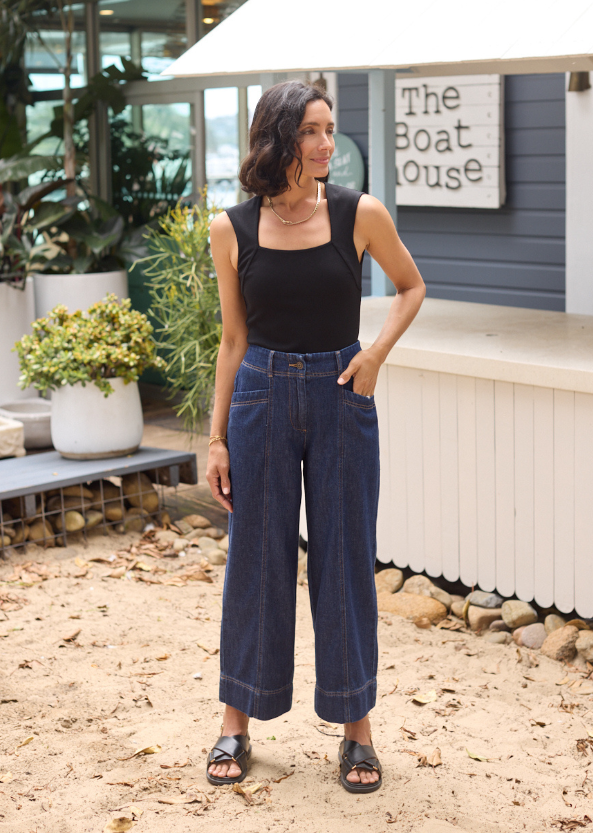 GOLDIE CROP DENIM PANT - INDIGO