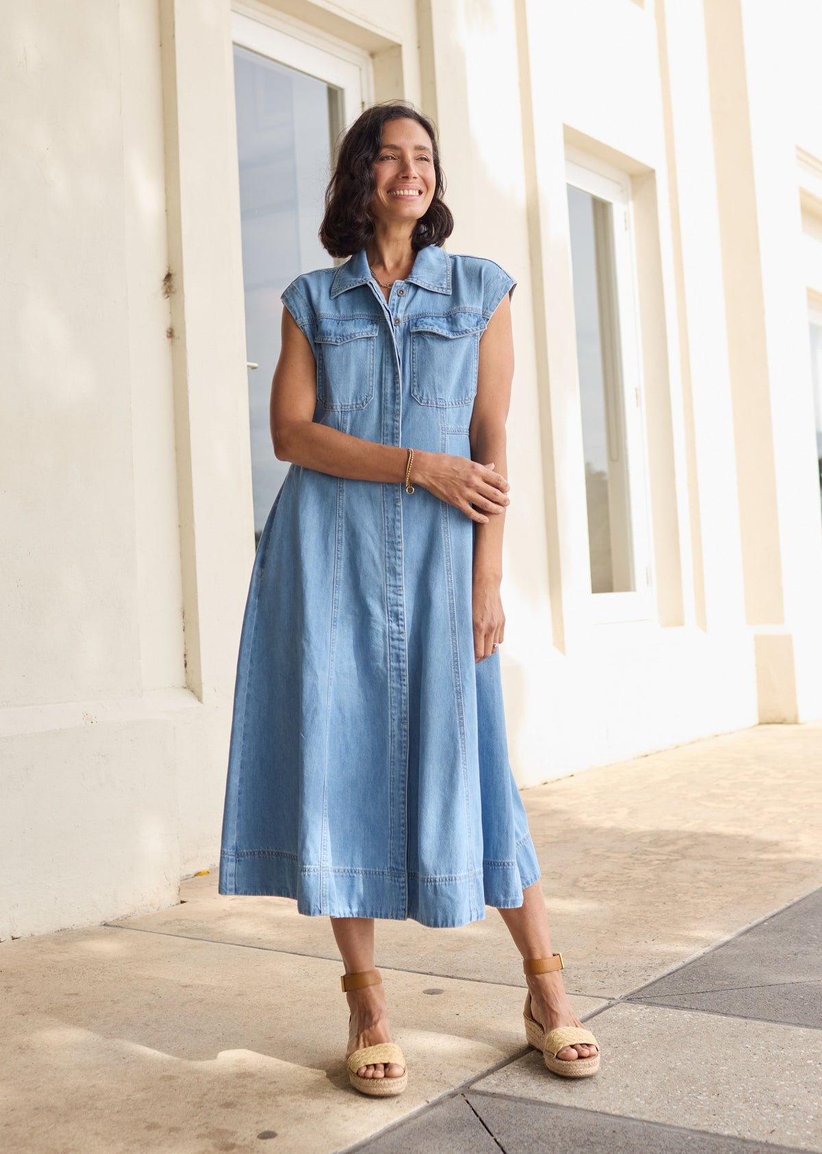 RUMI DENIM SHIRTDRESS - LIGHT BLUE