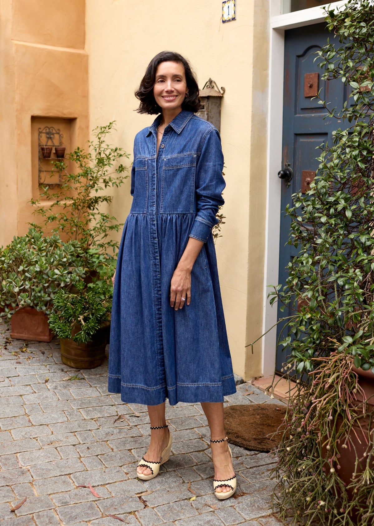 Harper Long Sleeve Midi Denim Shirtdress - Mid Blue | MAYE, S Harper Long Sleeve Midi Denim Shirtdress - Mid Blue | MAYE, S
