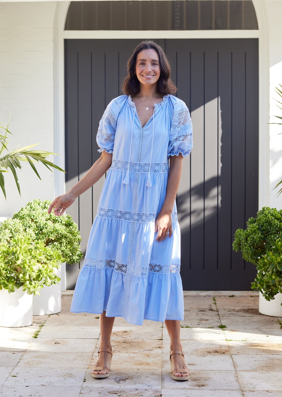 LOTUS MIDI DRESS - SKY BLUE