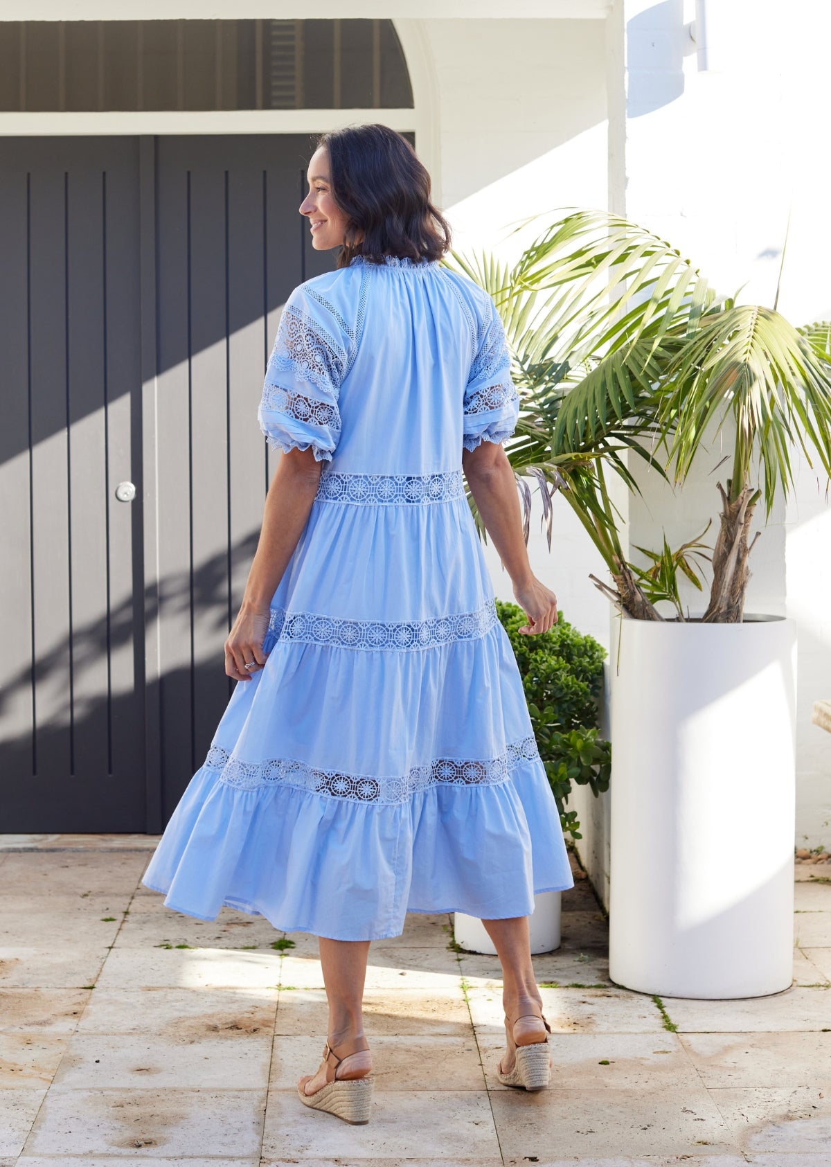 LOTUS MIDI DRESS - SKY BLUE