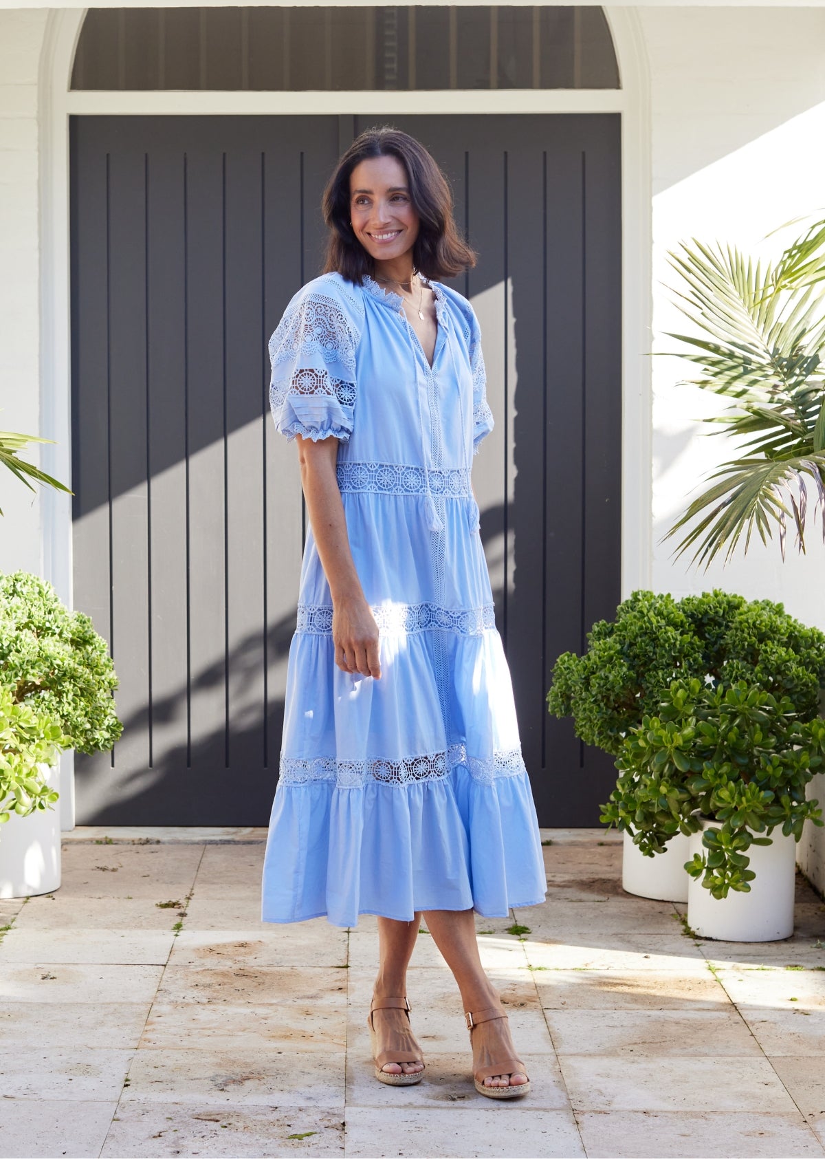 LOTUS MIDI DRESS SKY BLUE M A Y E