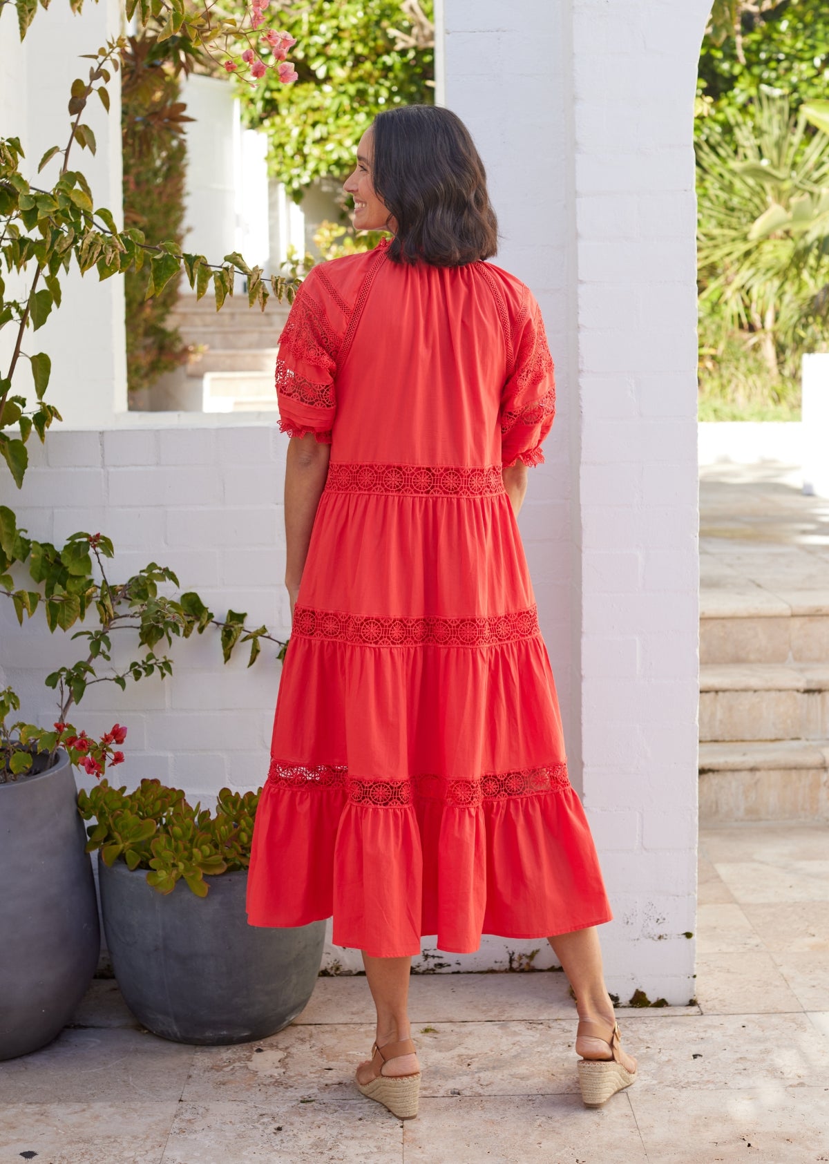 LOTUS MIDI DRESS - TOMATO