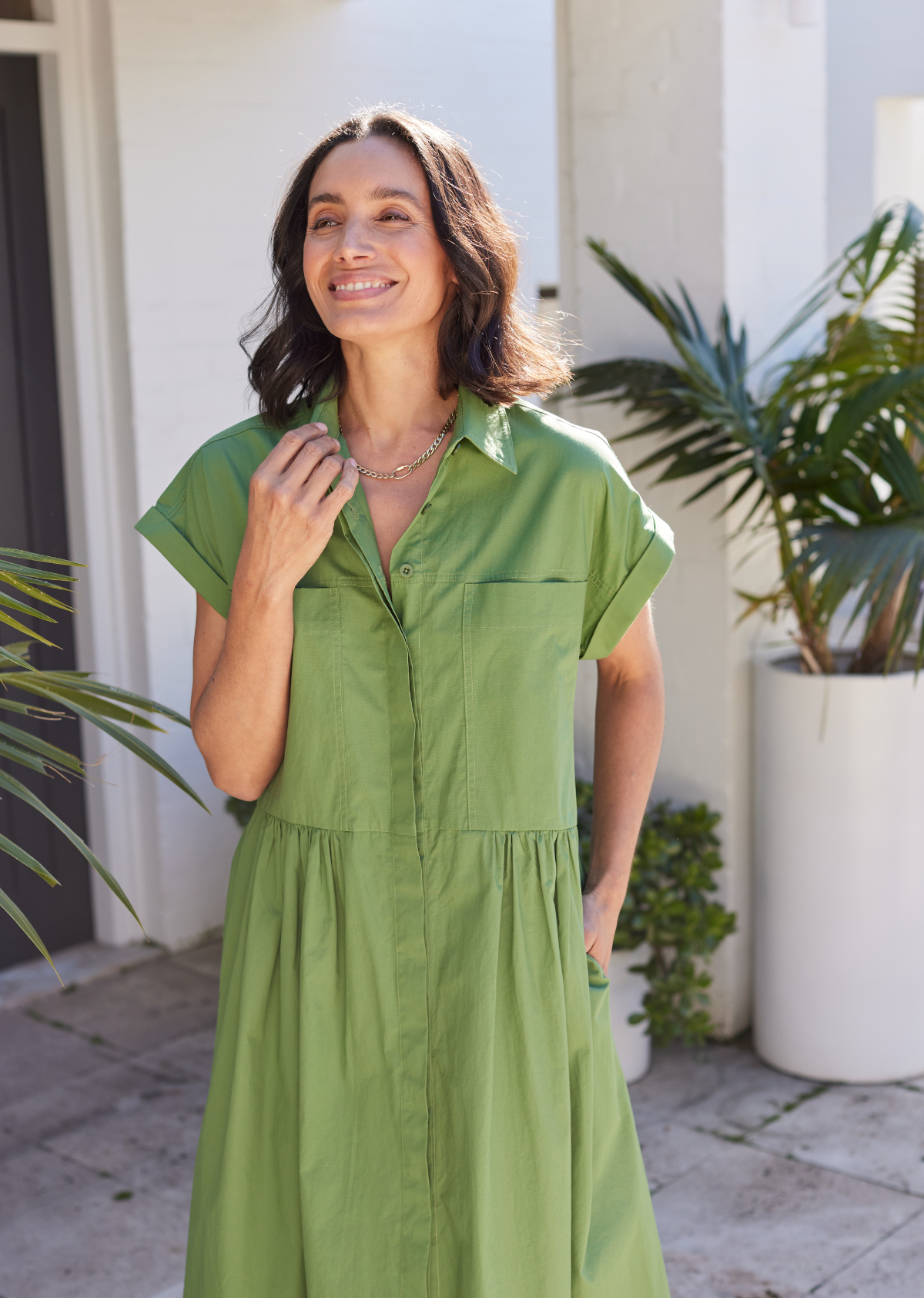 HARPER SHIRTDRESS - APPLE GREEN - PETITE