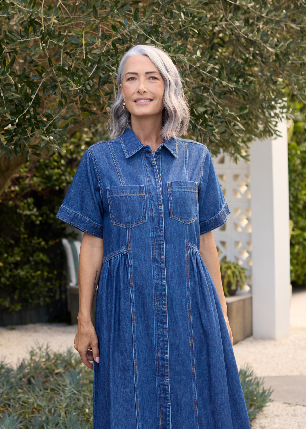 maye harper denim dress M A Y E HARPER DENIM DRESS - INDIGO