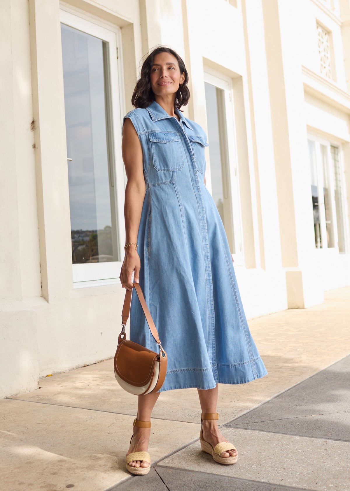 RUMI DENIM SHIRTDRESS - LIGHT BLUE