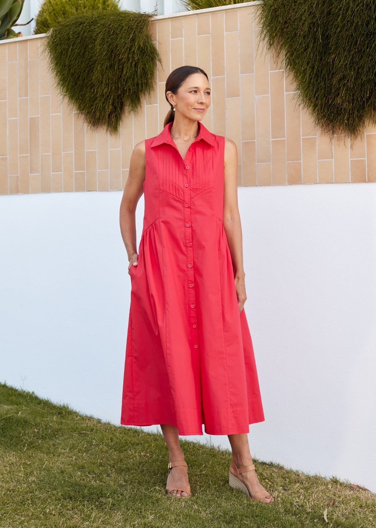 CORINNE SHIRTDRESS - RASPBERRY