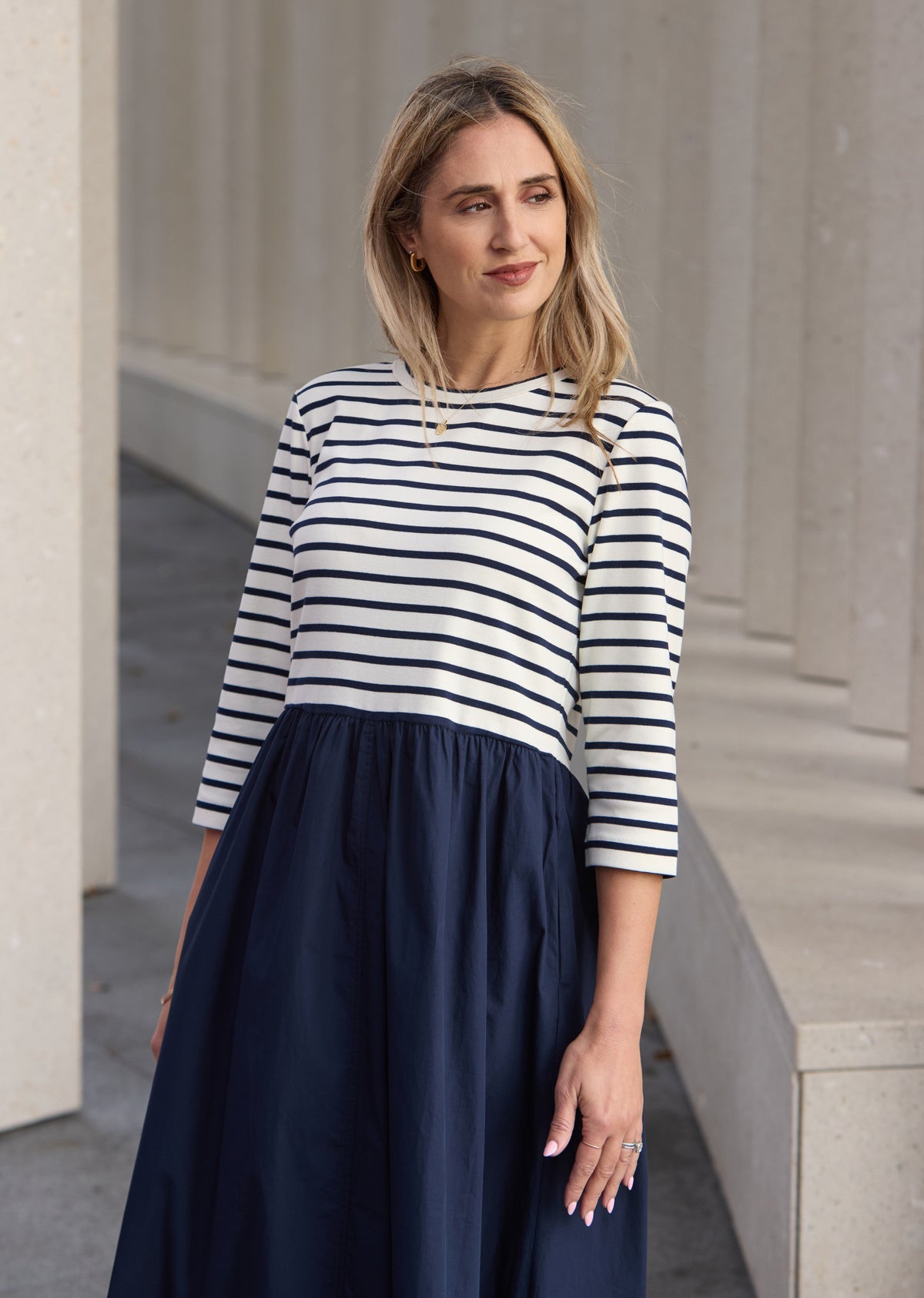 LOLA MIDI DRESS - FRENCH NAVY STRIPE - PETITE