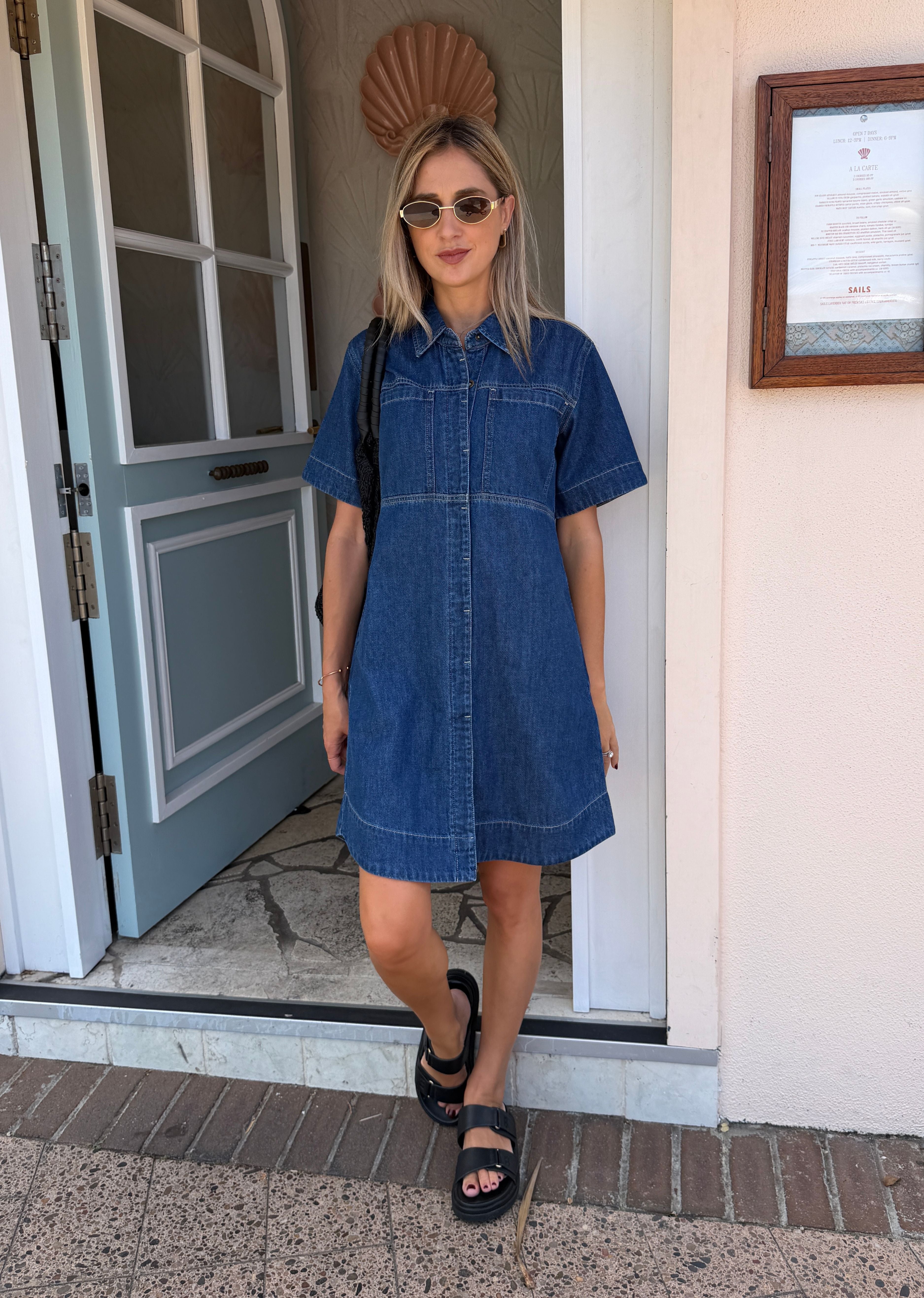 maye denim shirt dress M A Y E HARPER DENIM DRESS - INDIGO