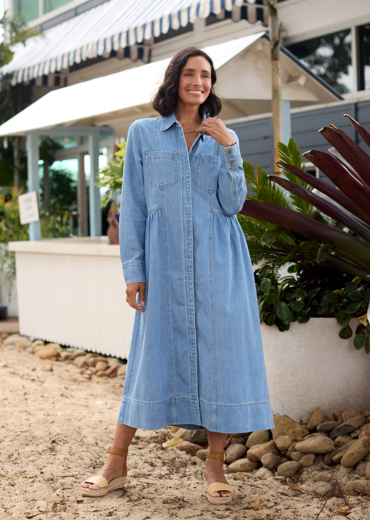 MONTANA LONG SLEEVE DENIM DRESS - LIGHT BLUE