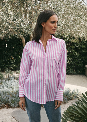 Women's pink striped shirts