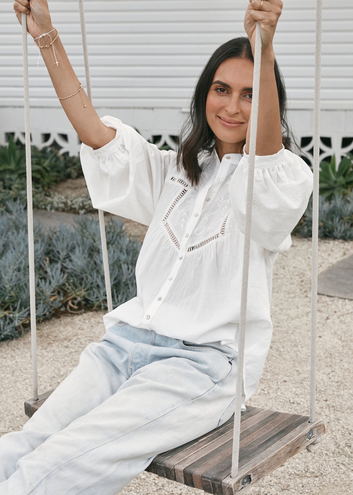 【2025年】エレガントファッションを上品に着 MARIPOSA SHIRT E Y A M - WHITE - トップス