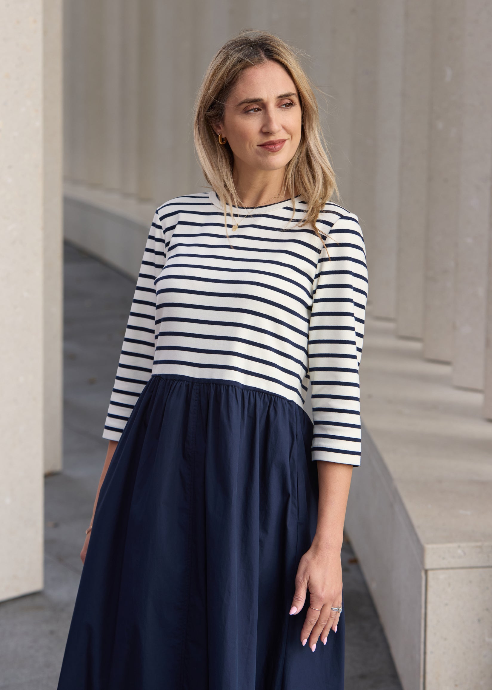 LOLA MIDI DRESS - FRENCH NAVY STRIPE