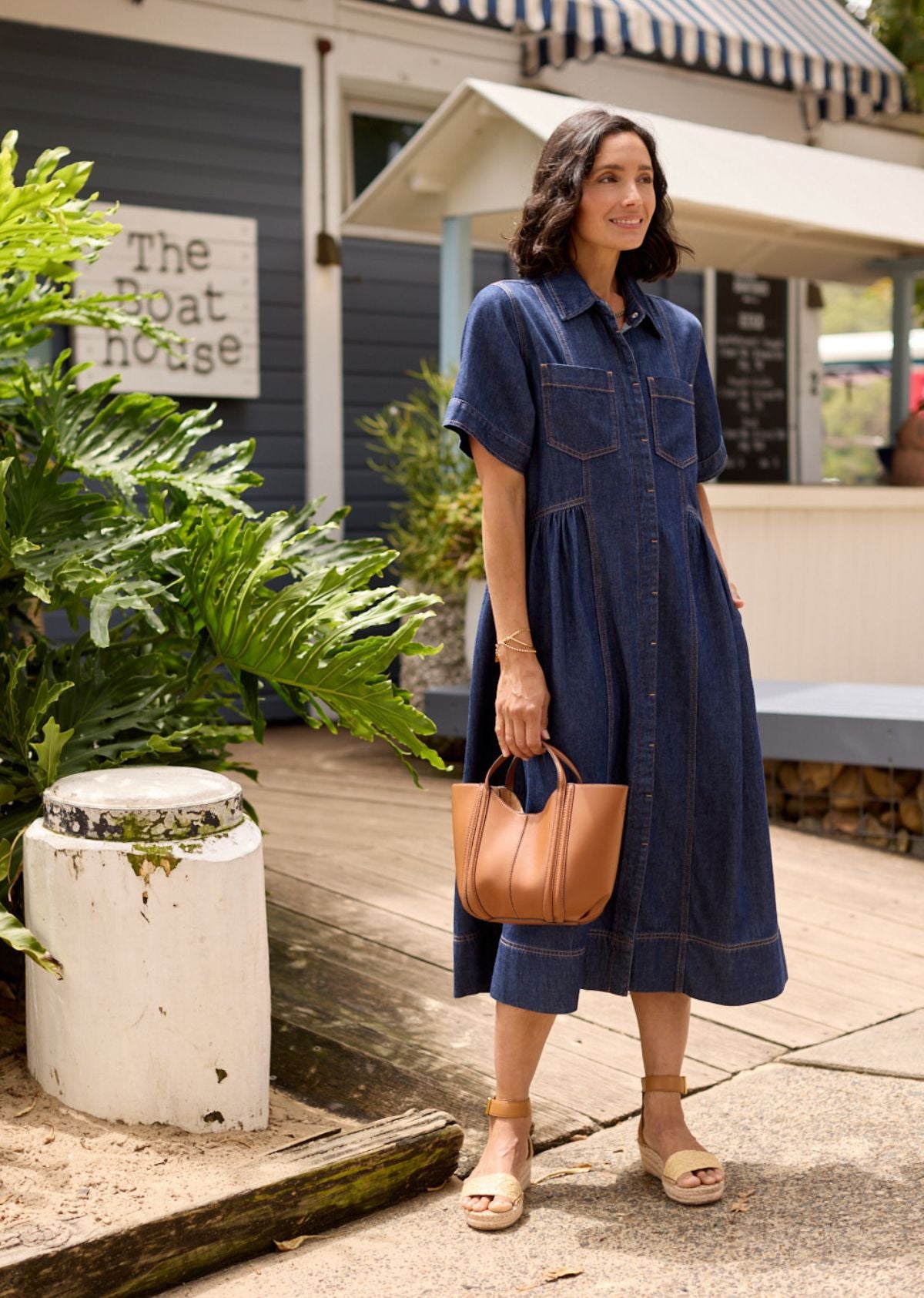 maye denim shirt dress @Penelope_styling shares her top 3 MAYE pieces on repeat:, Montana Denim Shirtdress Mid Blue, Gracie Shirtdress Tuscan Rose, Savannah Shirtdress Ines Print, Head to our website to shop the looks