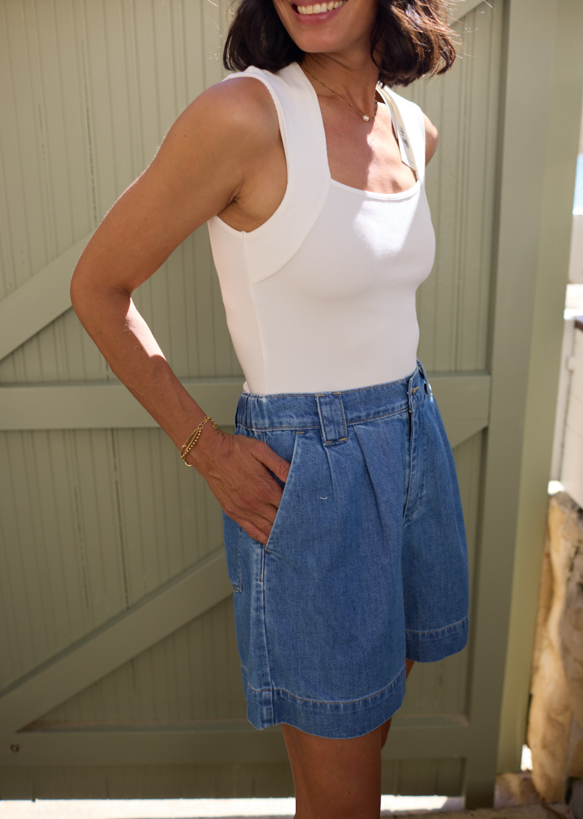 TOTTIE DENIM SHORT - MID BLUE