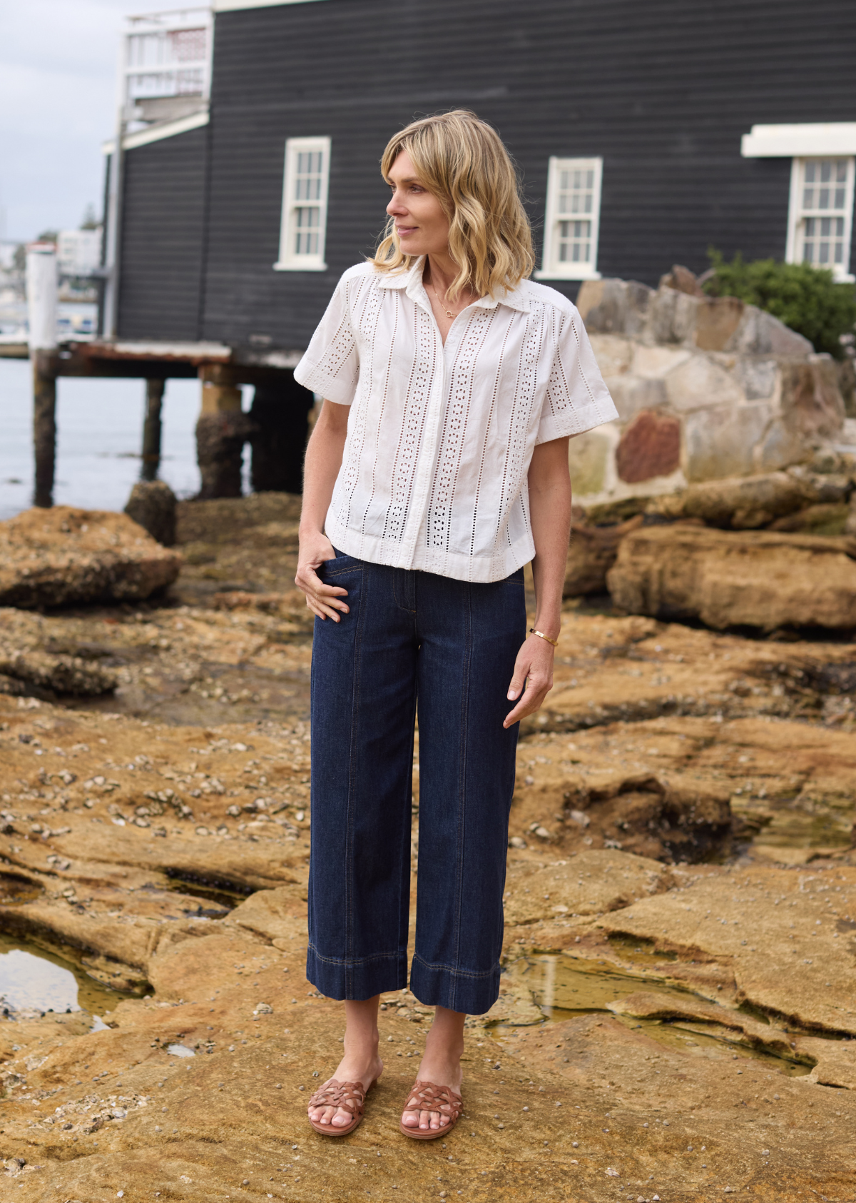 GOLDIE CROP DENIM PANT - INDIGO