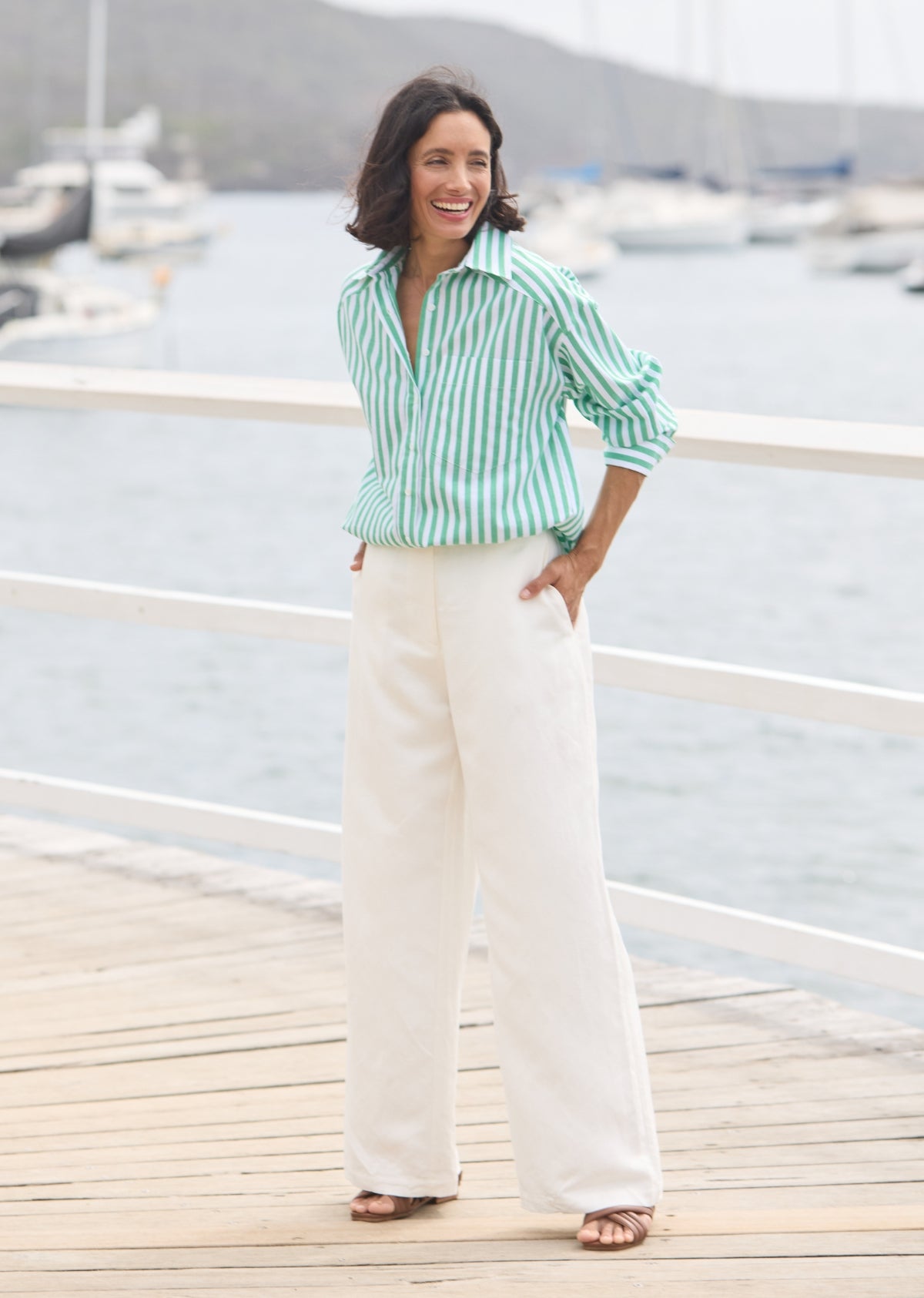 BERTIE STRIPE SHIRT - APPLE GREEN