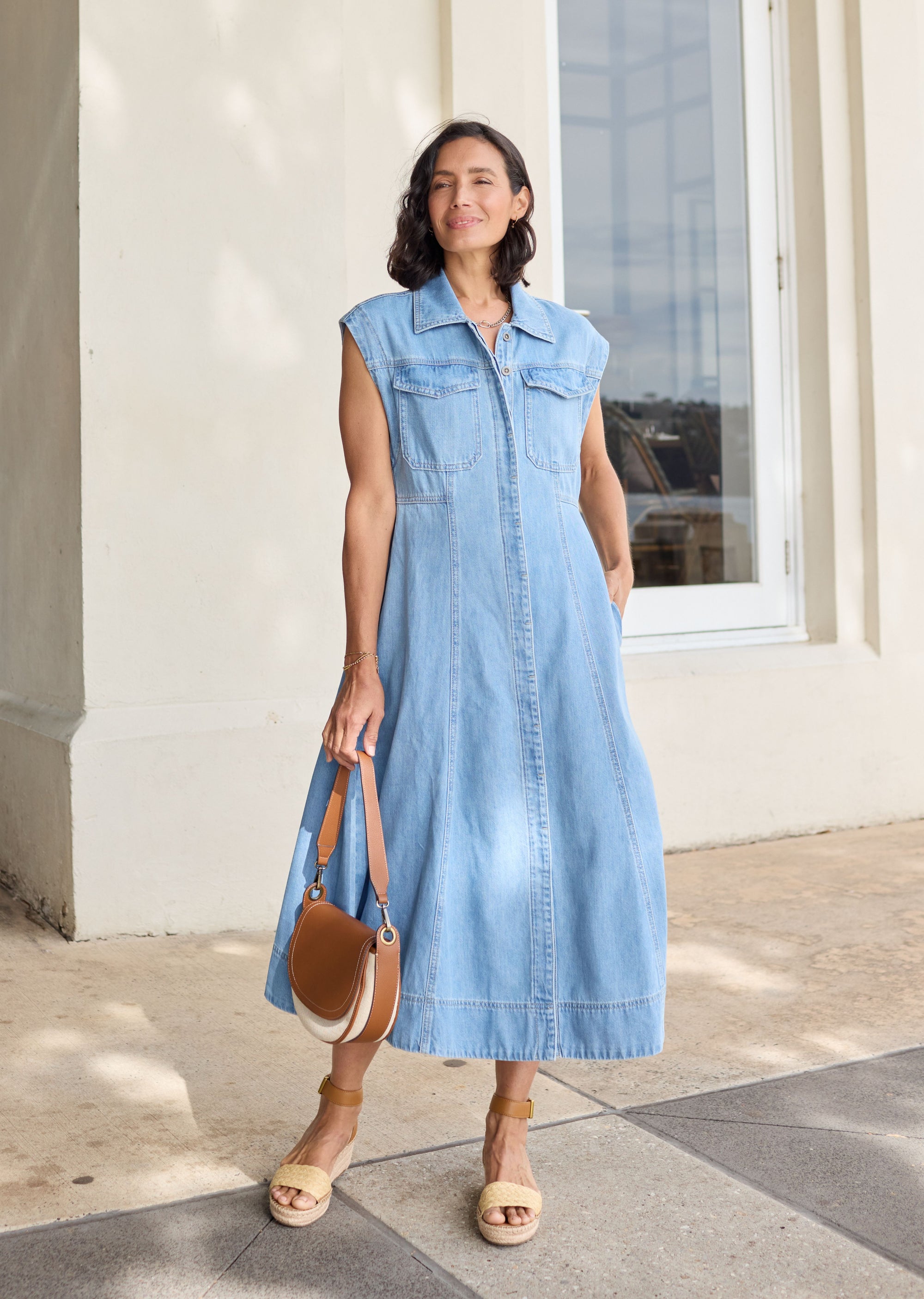 flowy denim dress Flowy Maxi Dress in Blue Denim Ocean Blue / 2XL main image 1