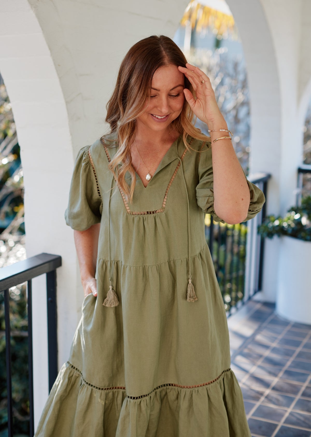SASKIA DRESS - OLIVE GREEN