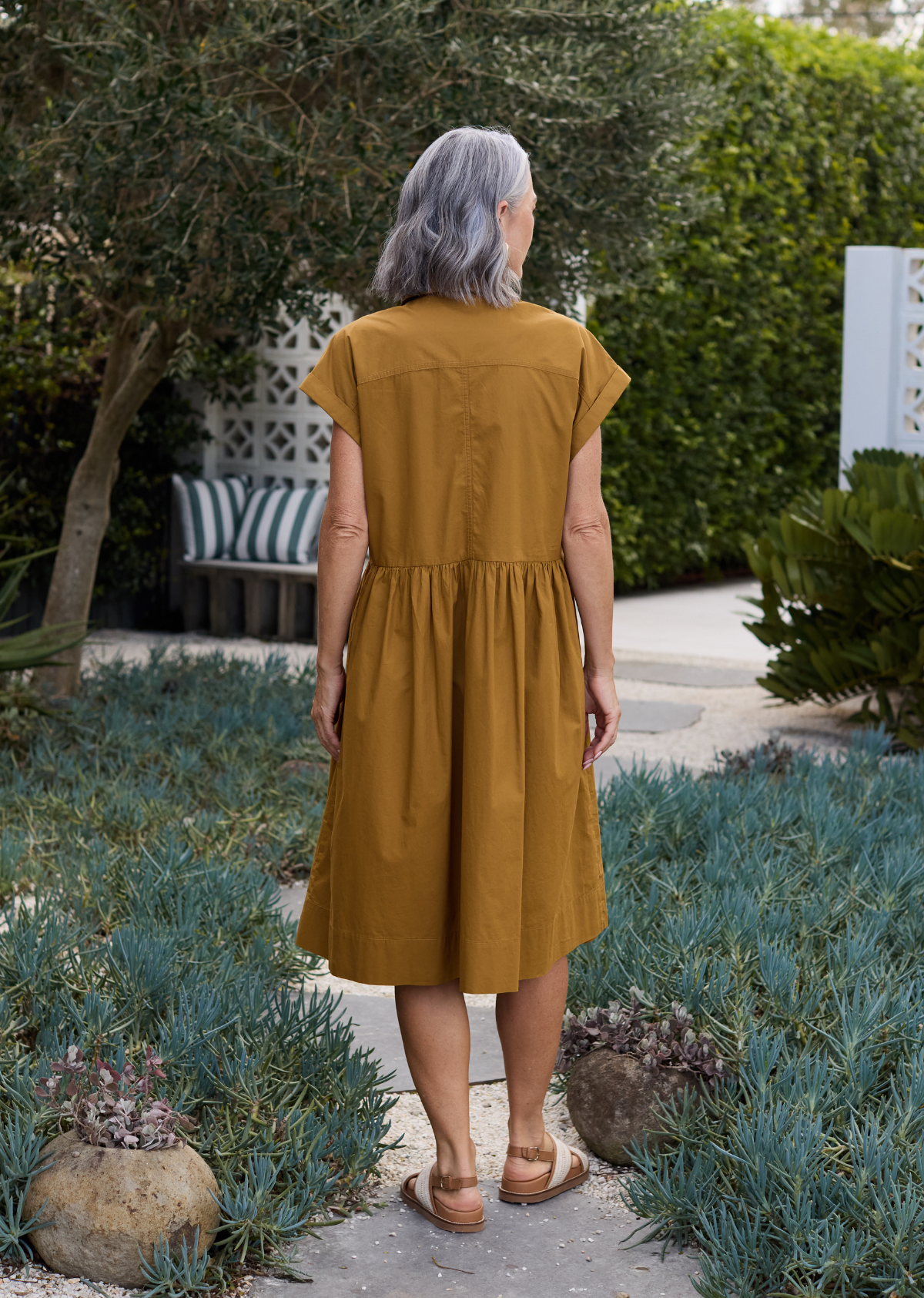HARPER SHIRTDRESS - DEEP MUSTARD