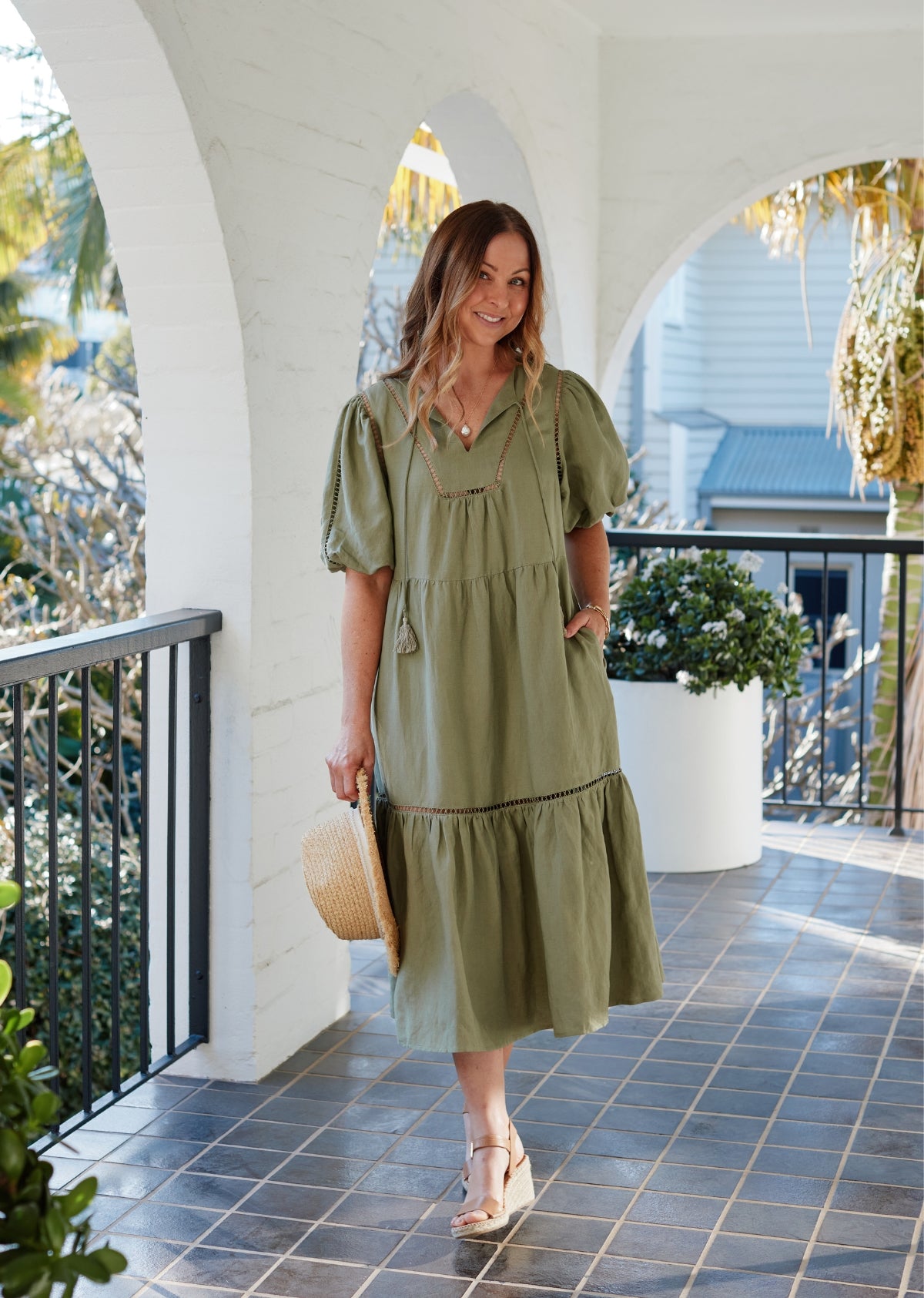 SASKIA DRESS - OLIVE GREEN