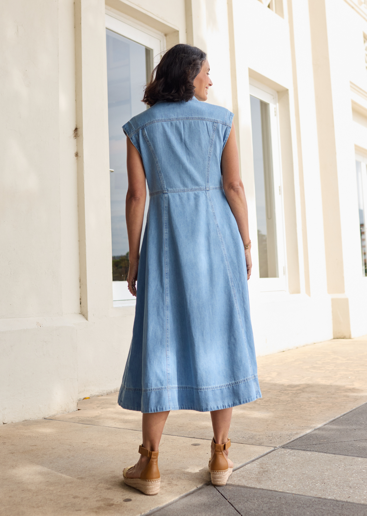 RUMI DENIM SHIRTDRESS - LIGHT BLUE - PETITE