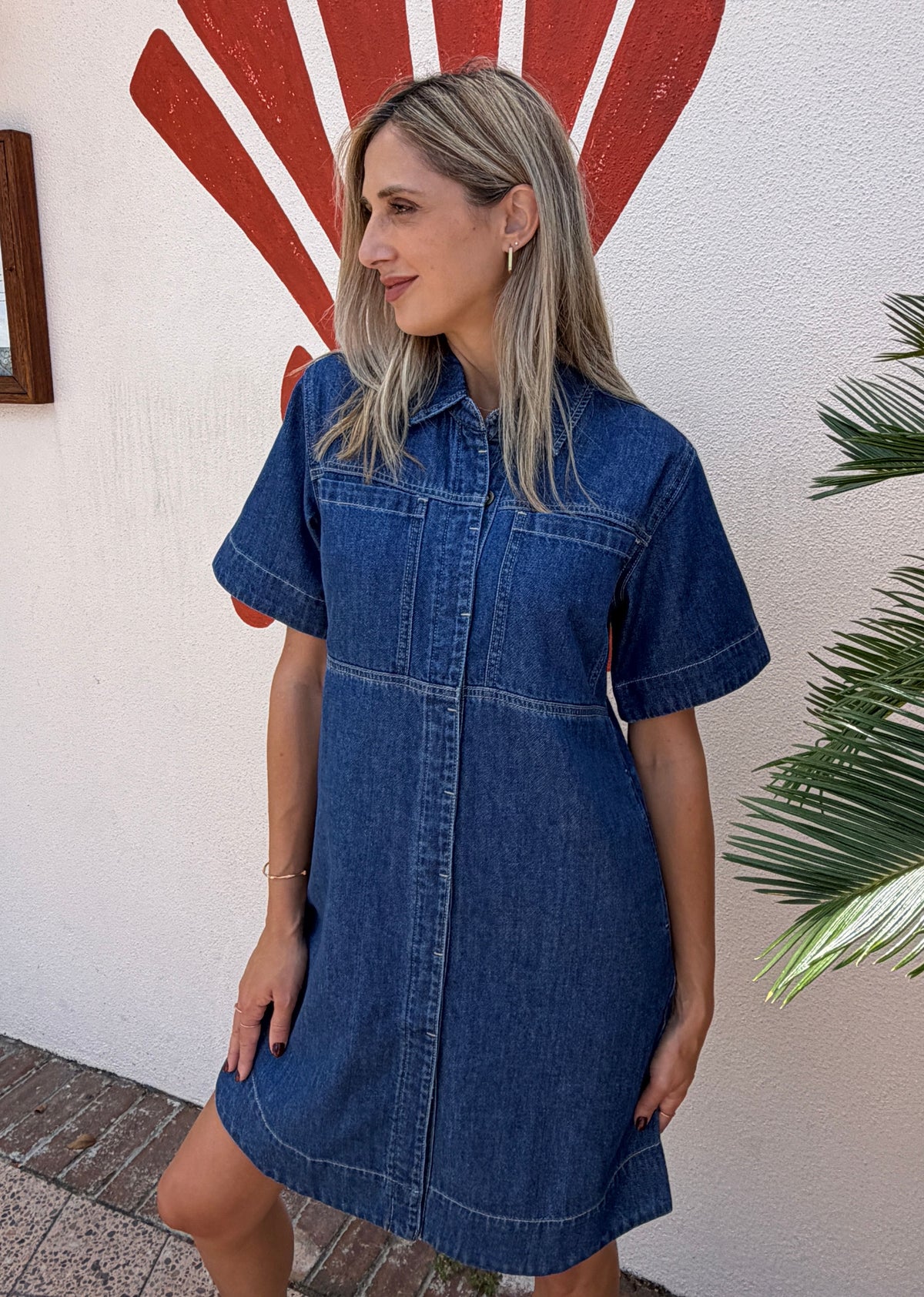 SADIE DENIM SHIRT DRESS - MID BLUE
