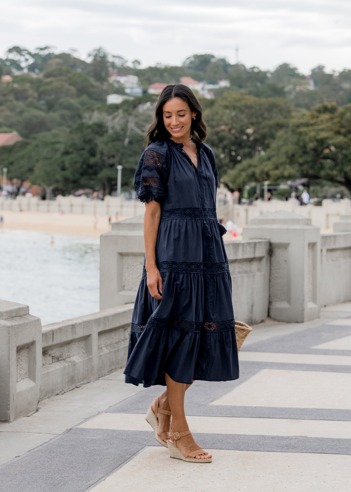 LOTUS MIDI DRESS - FRENCH NAVY