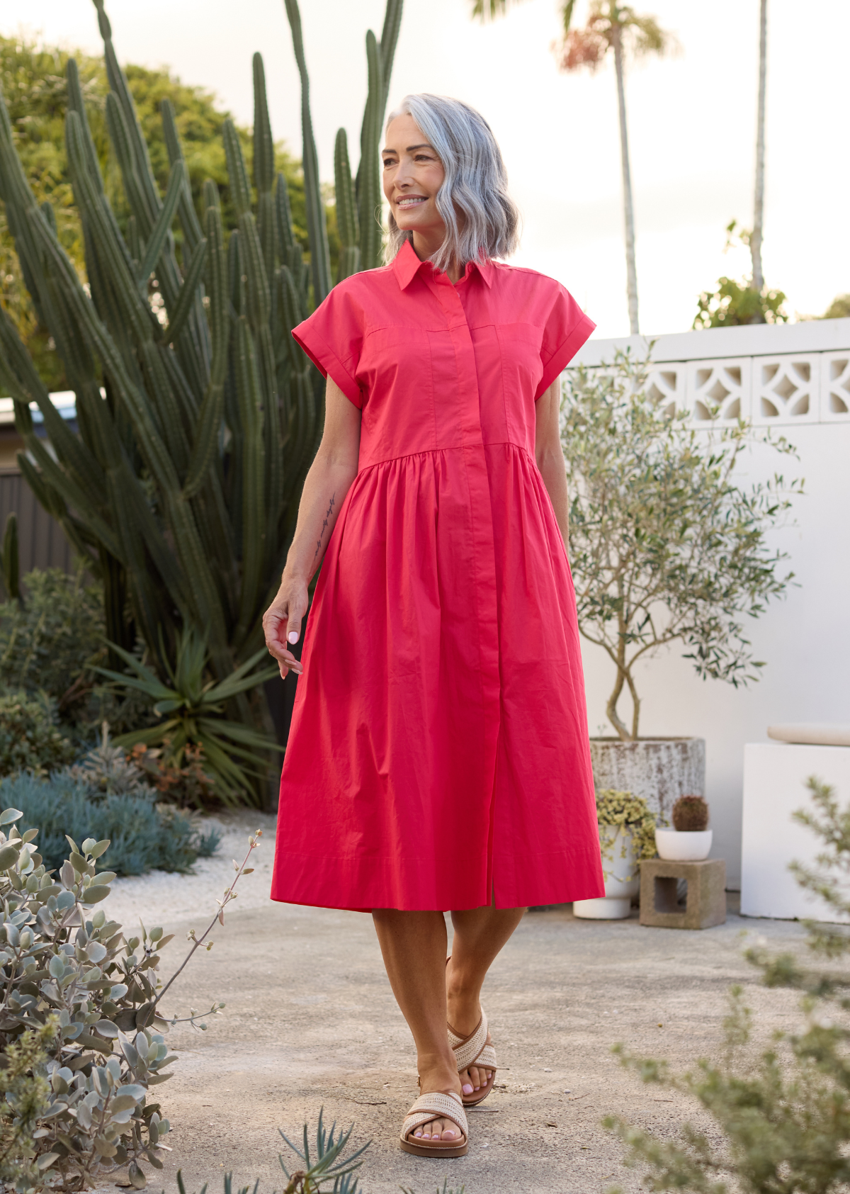 HARPER SHIRTDRESS - RASPBERRY - PETITE