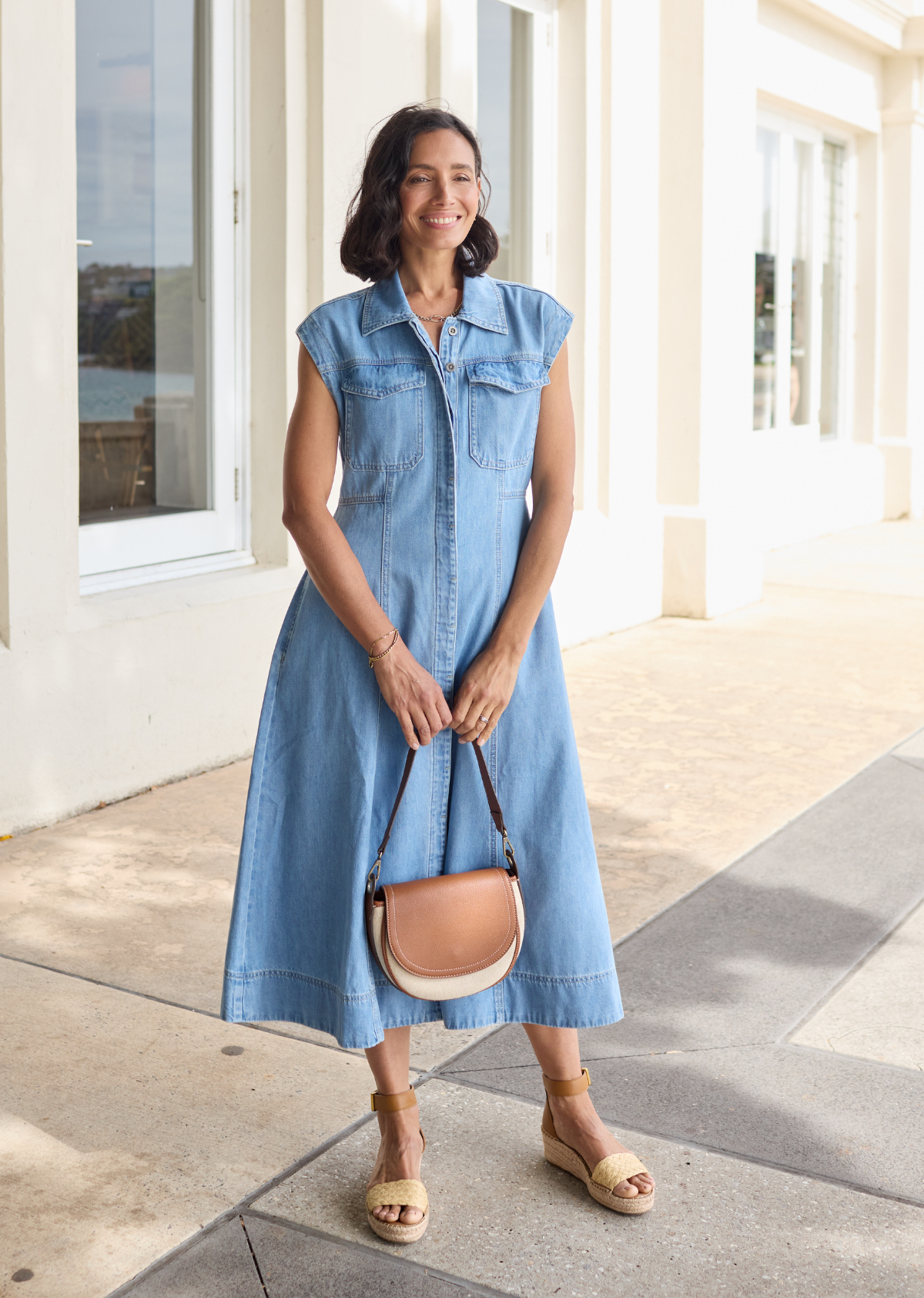 RUMI DENIM SHIRTDRESS - LIGHT BLUE - PETITE