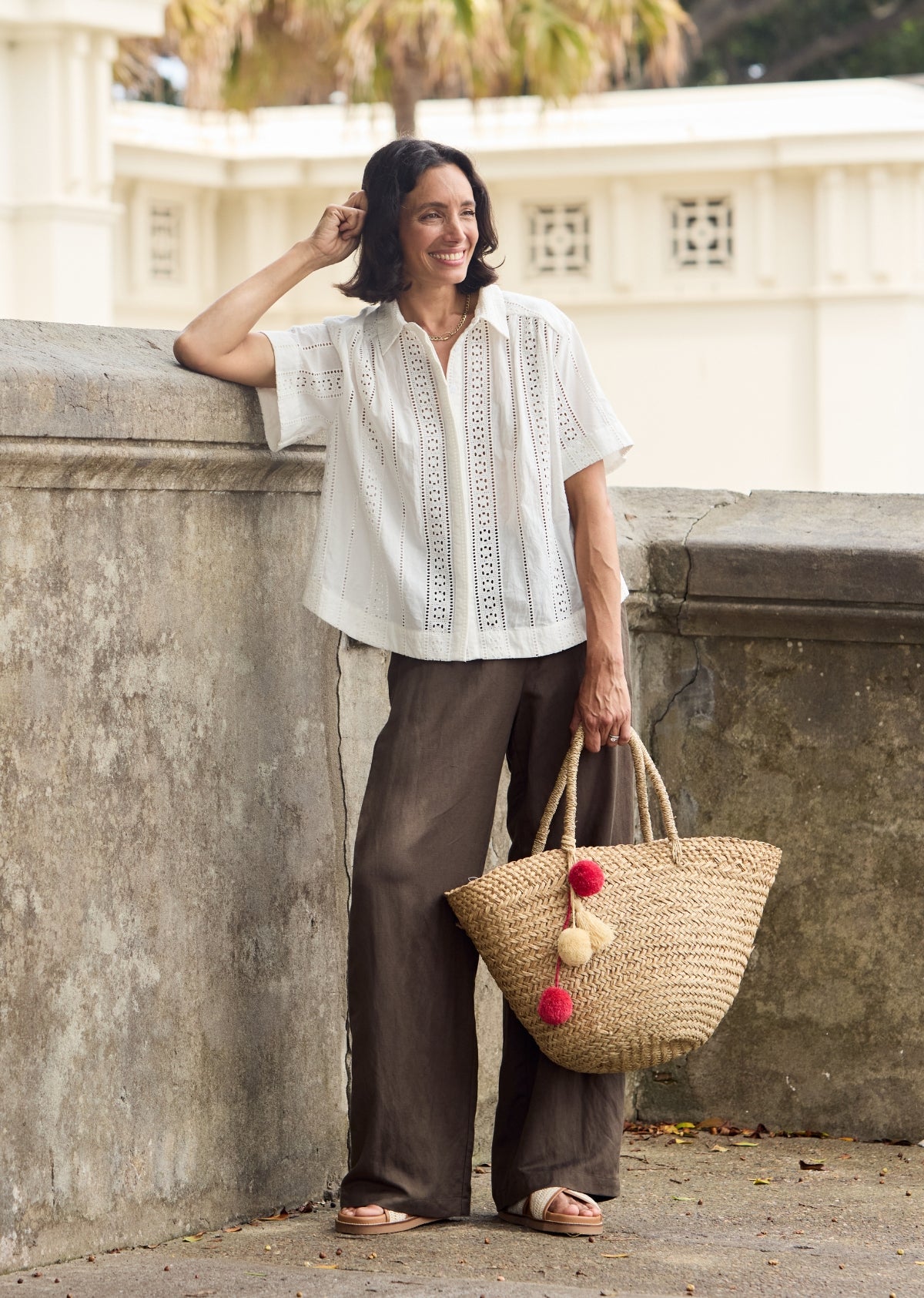 SADIE EMBROIDERED SHIRT - IVORY