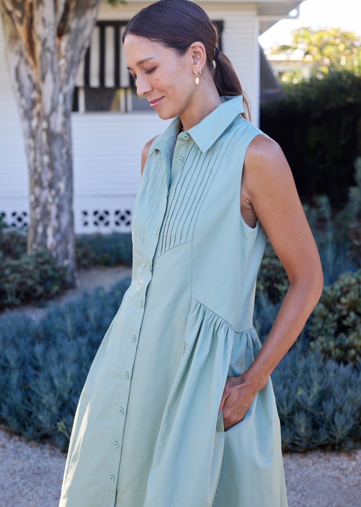 CORINNE SHIRTDRESS - PISTACHIO