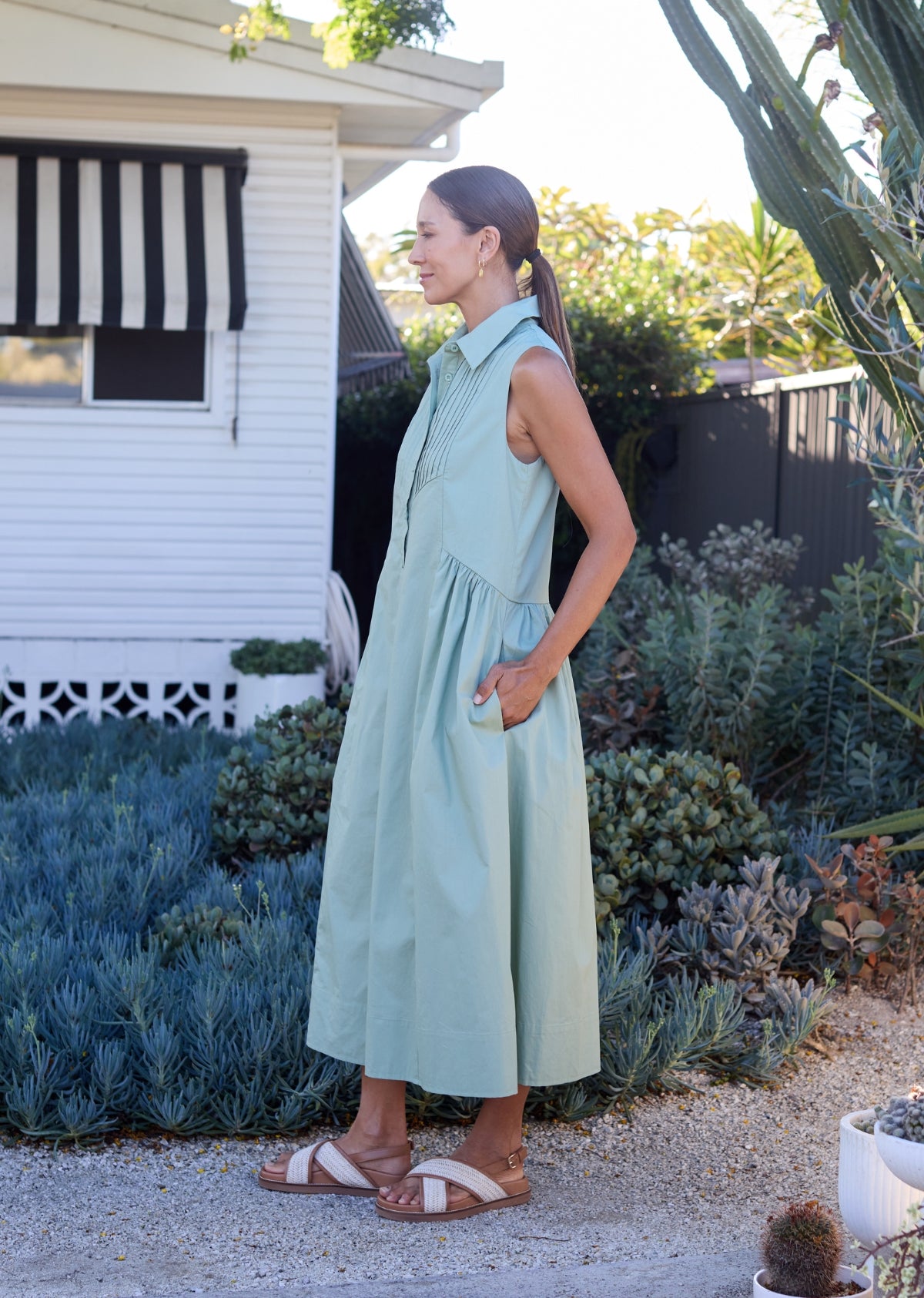 CORINNE SHIRTDRESS - PISTACHIO